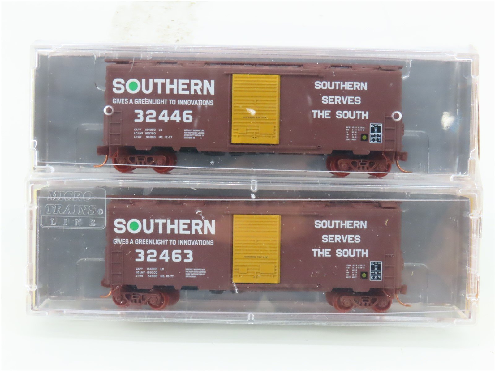 N Micro-Trains MTL NSE 14-51 SOU Southern Green Light 40' Box Cars 2-Pack SEALED