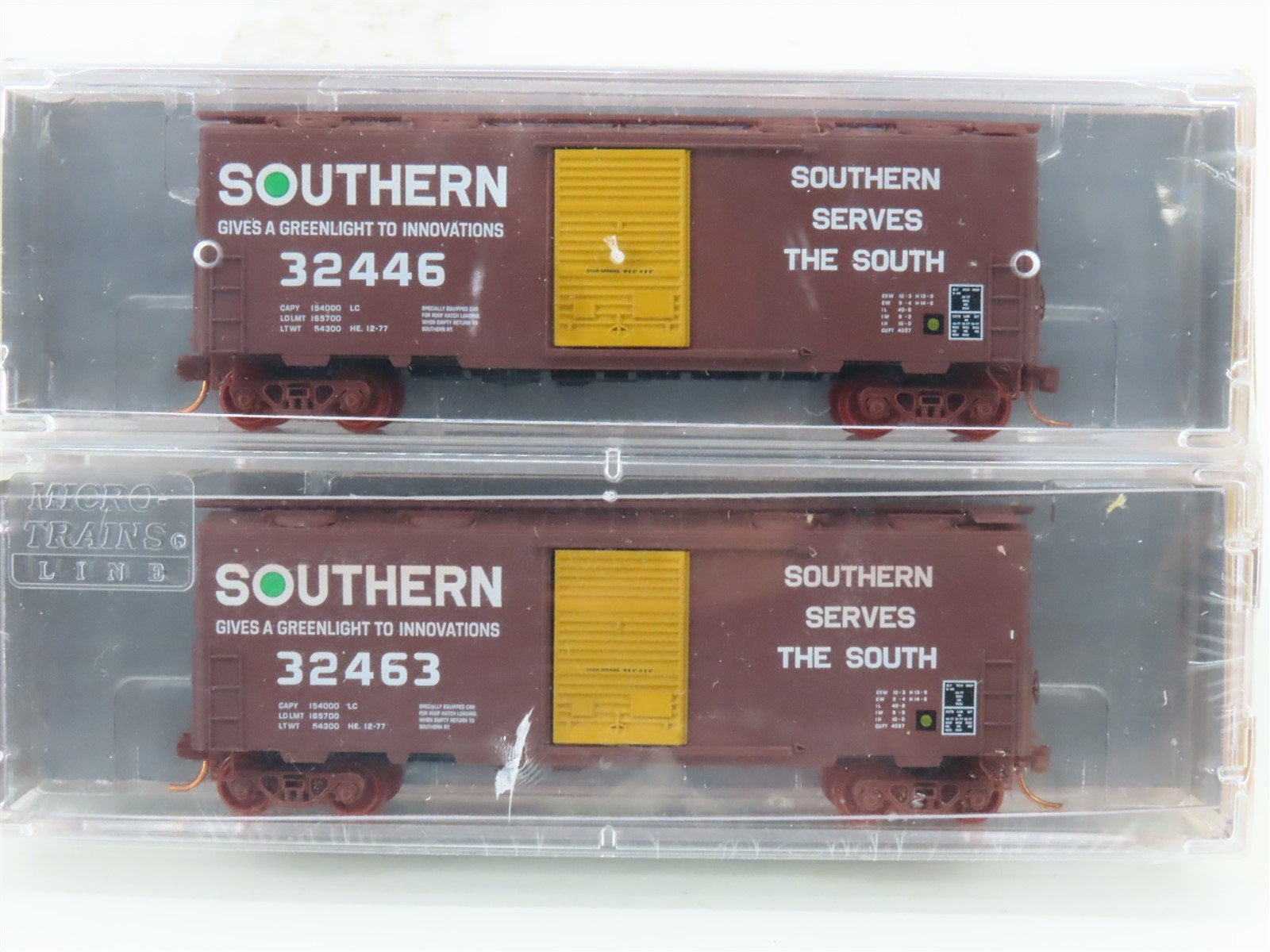 N Micro-Trains MTL NSE 14-51 SOU Southern Green Light 40' Box Cars 2-Pack