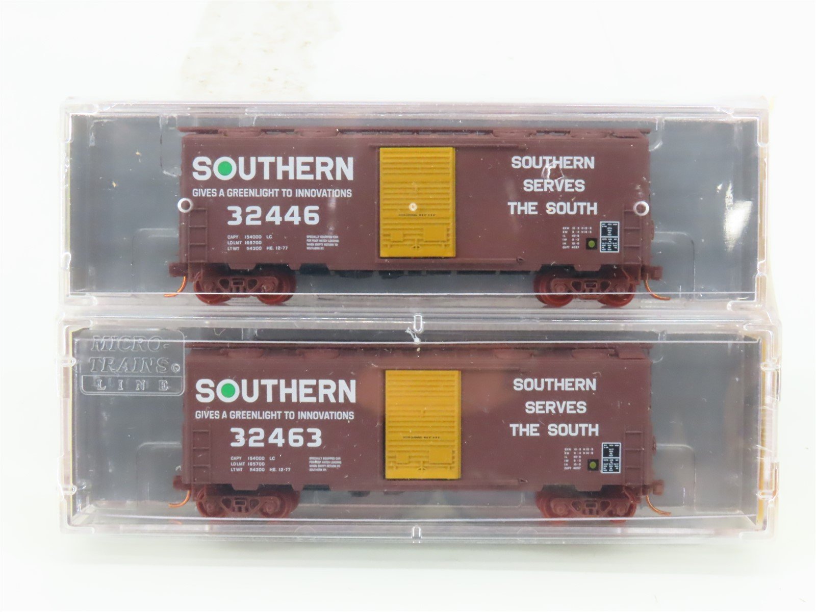 N Micro-Trains MTL NSE 14-51 SOU Southern Green Light 40' Box Cars 2-Pack SEALED