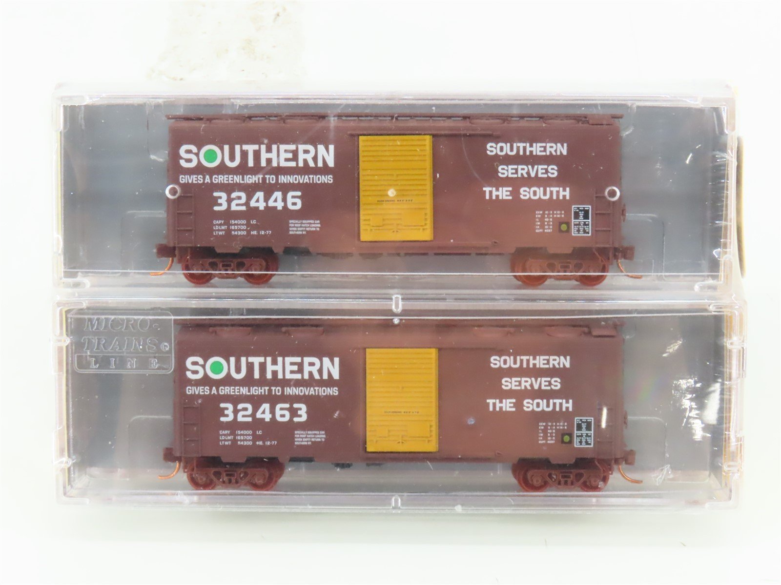 N Micro-Trains MTL NSE 14-51 SOU Southern Green Light 40' Box Cars 2-Pack SEALED