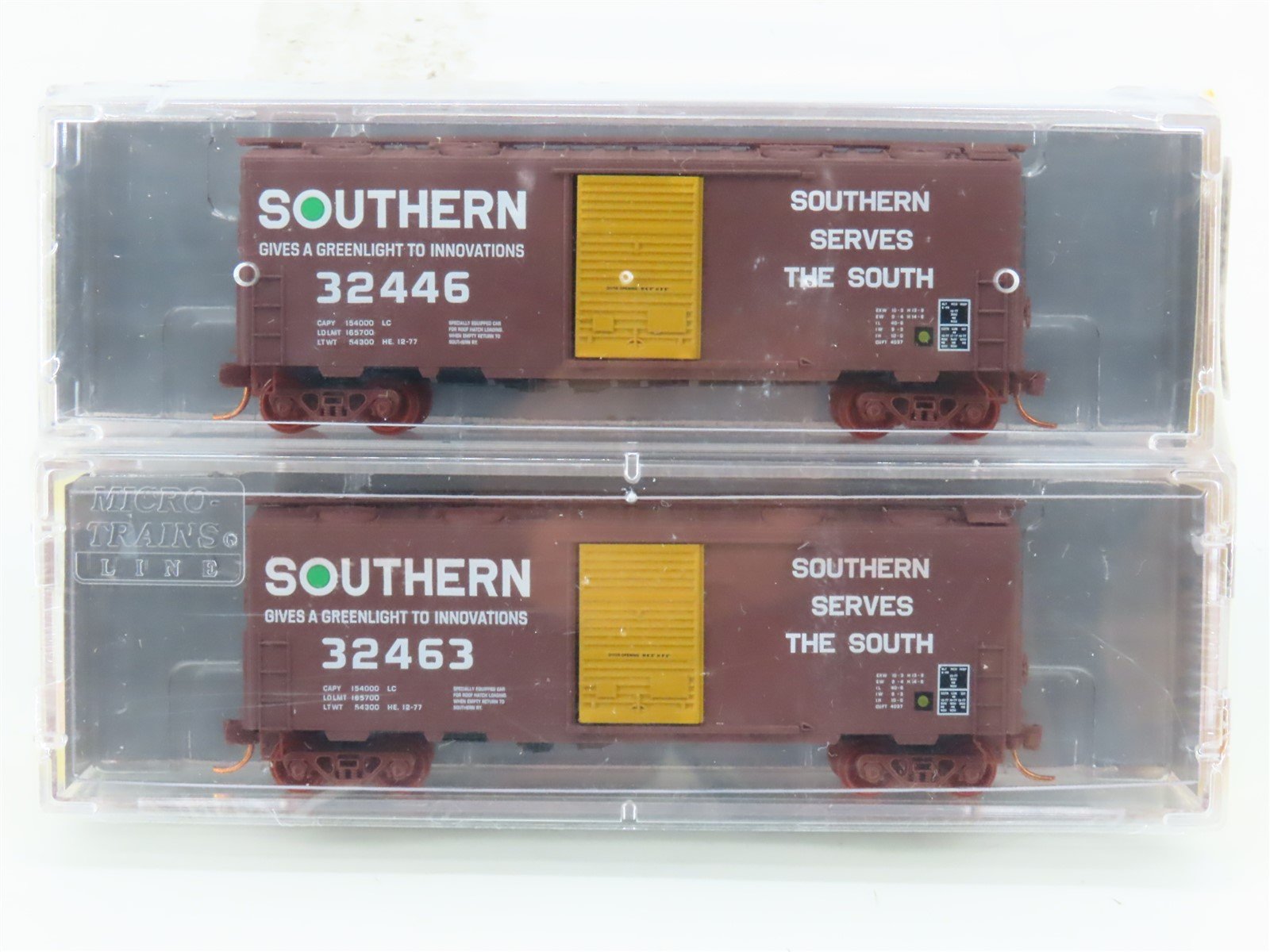 N Micro-Trains MTL NSE 14-51 SOU Southern Green Light 40' Box Cars 2-Pack SEALED