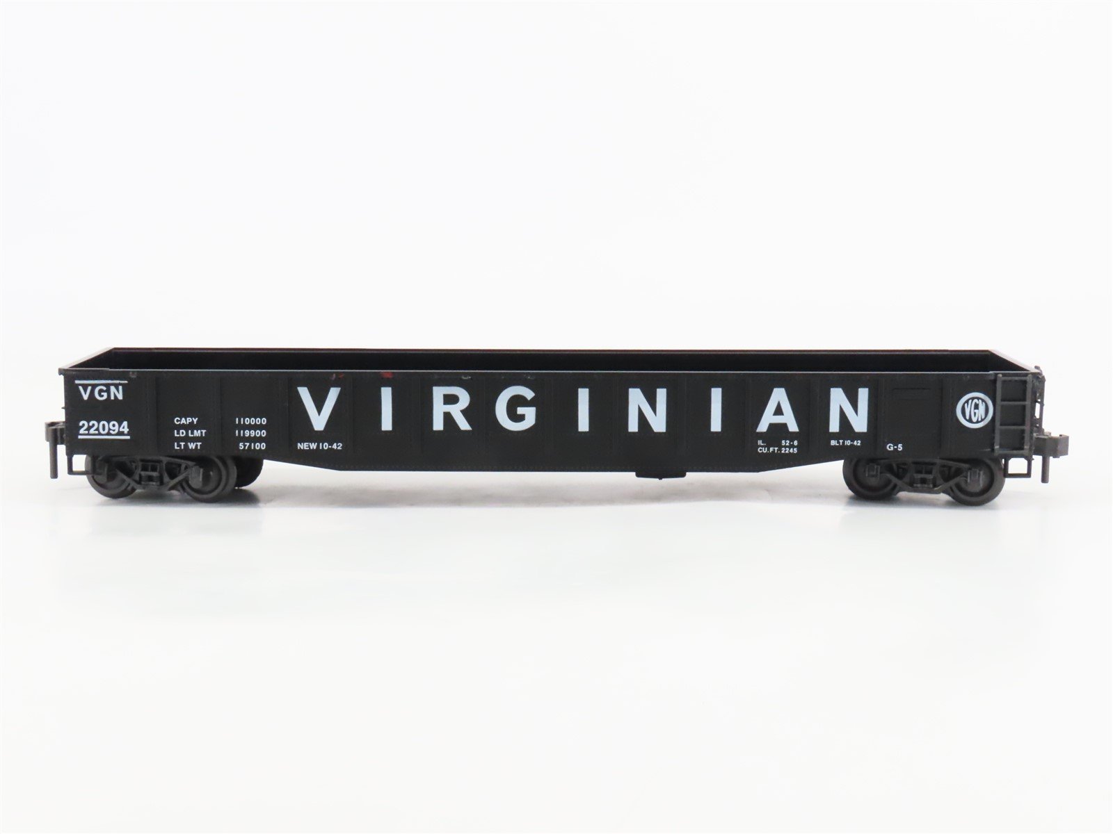 O Gauge 3-Rail Bev-Bel Atlas #2047 VGN Virginian Railroad 52' Gondola #22094