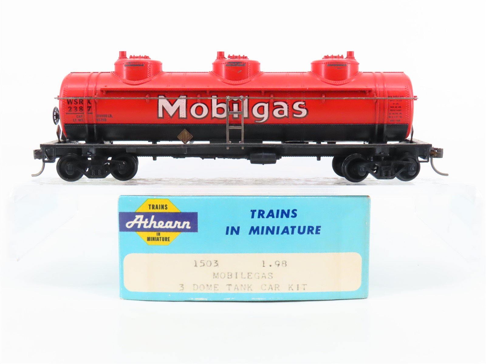 HO Scale Athearn 1503 WSRX Mobilgas Triple Dome Tank Car #2387