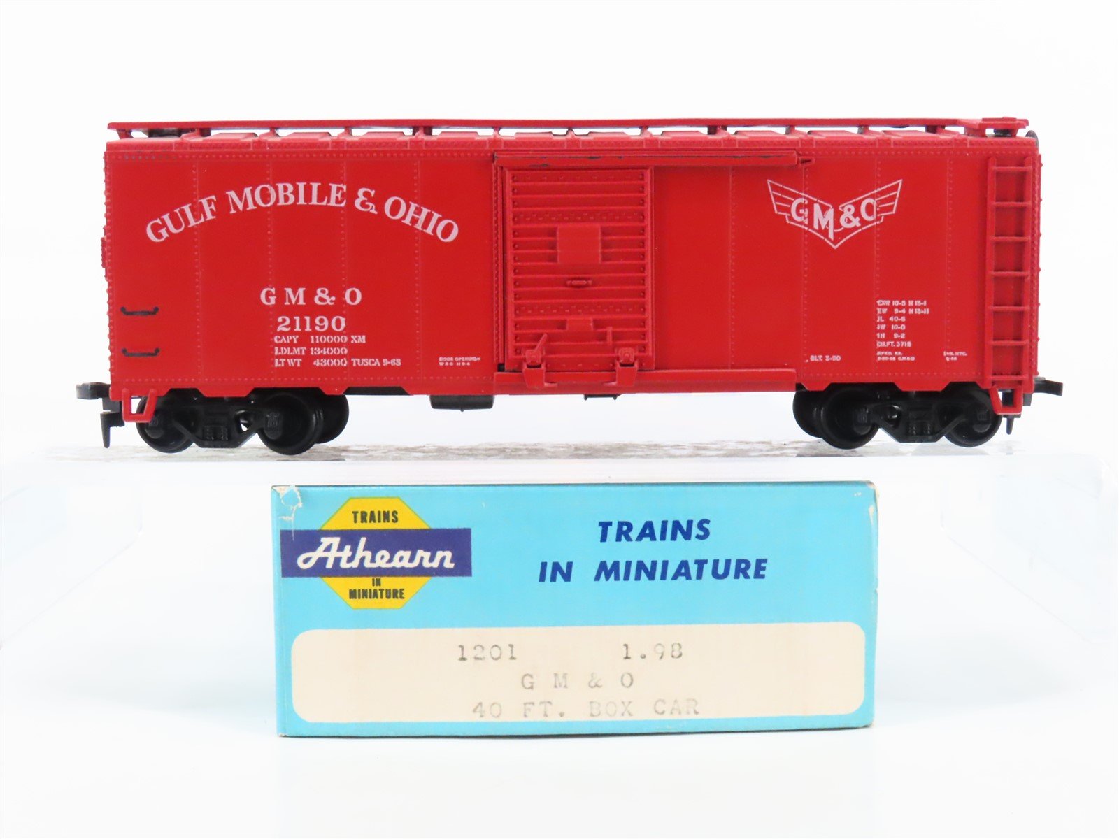 HO Scale Athearn 1201 GM&O Gulf Mobile & Ohio 40' Single Door Box Car #21190