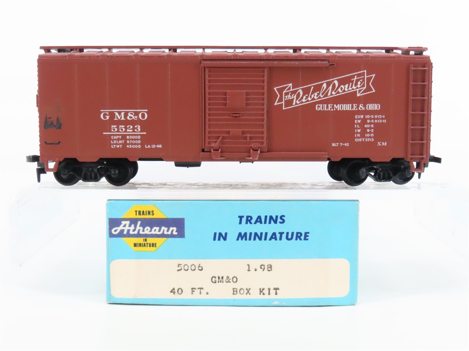 HO Scale Athearn 5006 GM&O Gulf Mobile & Ohio The Rebel Route 40' Box Car #5523