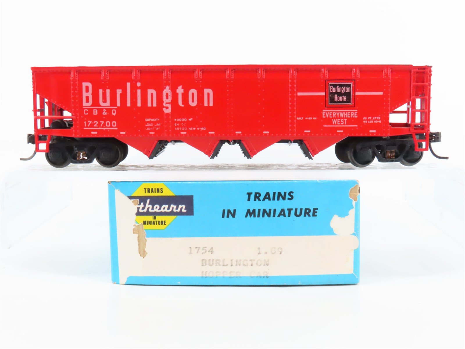HO Scale Athearn 1754 CB&Q Burlington Route 4-Bay Open Hopper #172700
