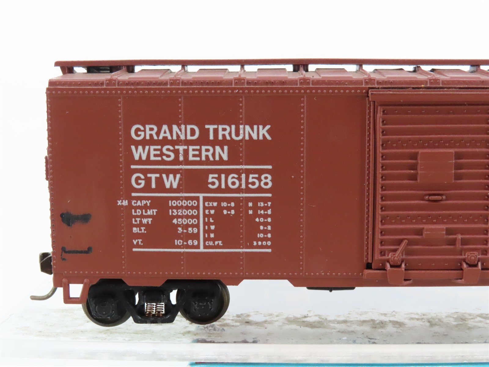 HO Scale Athearn 1211 GTW Grand Trunk Western 40' Single Door Box Car #516158