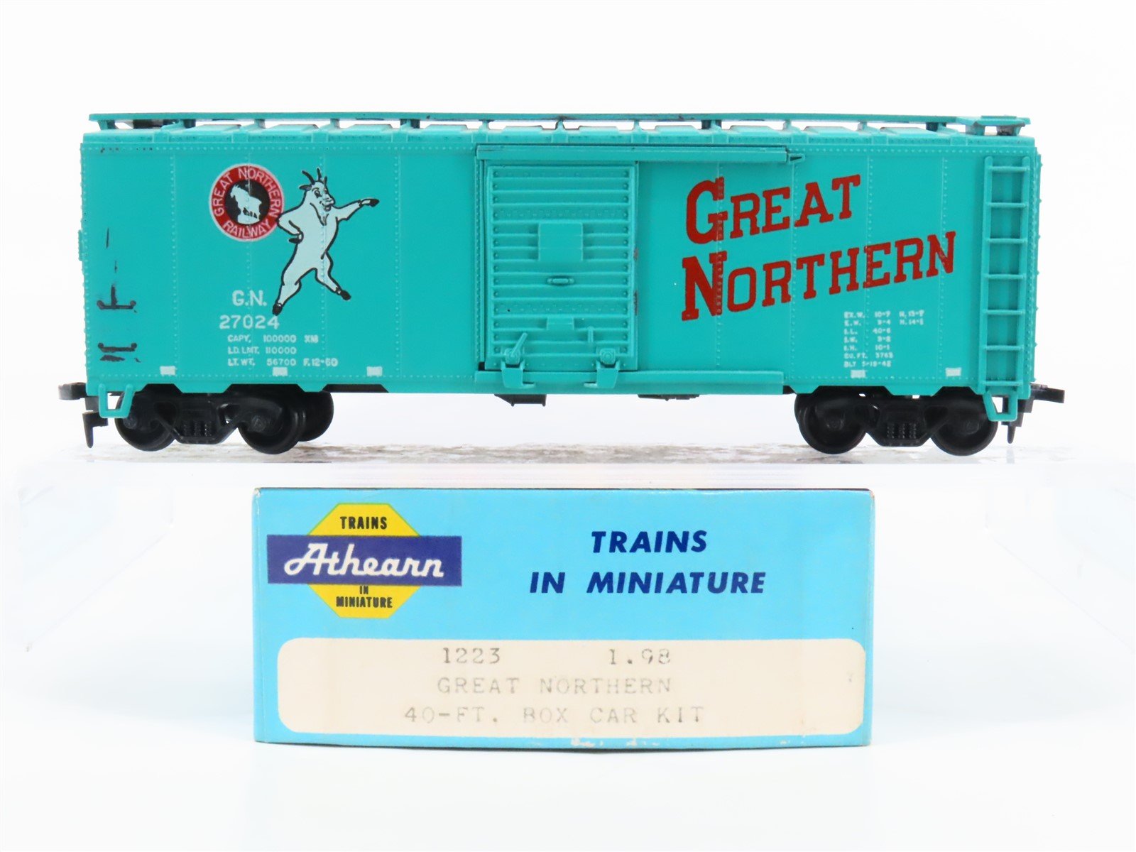 HO Scale Athearn 1223 GN Great Northern Railway 40' Single Door Box Car #27024