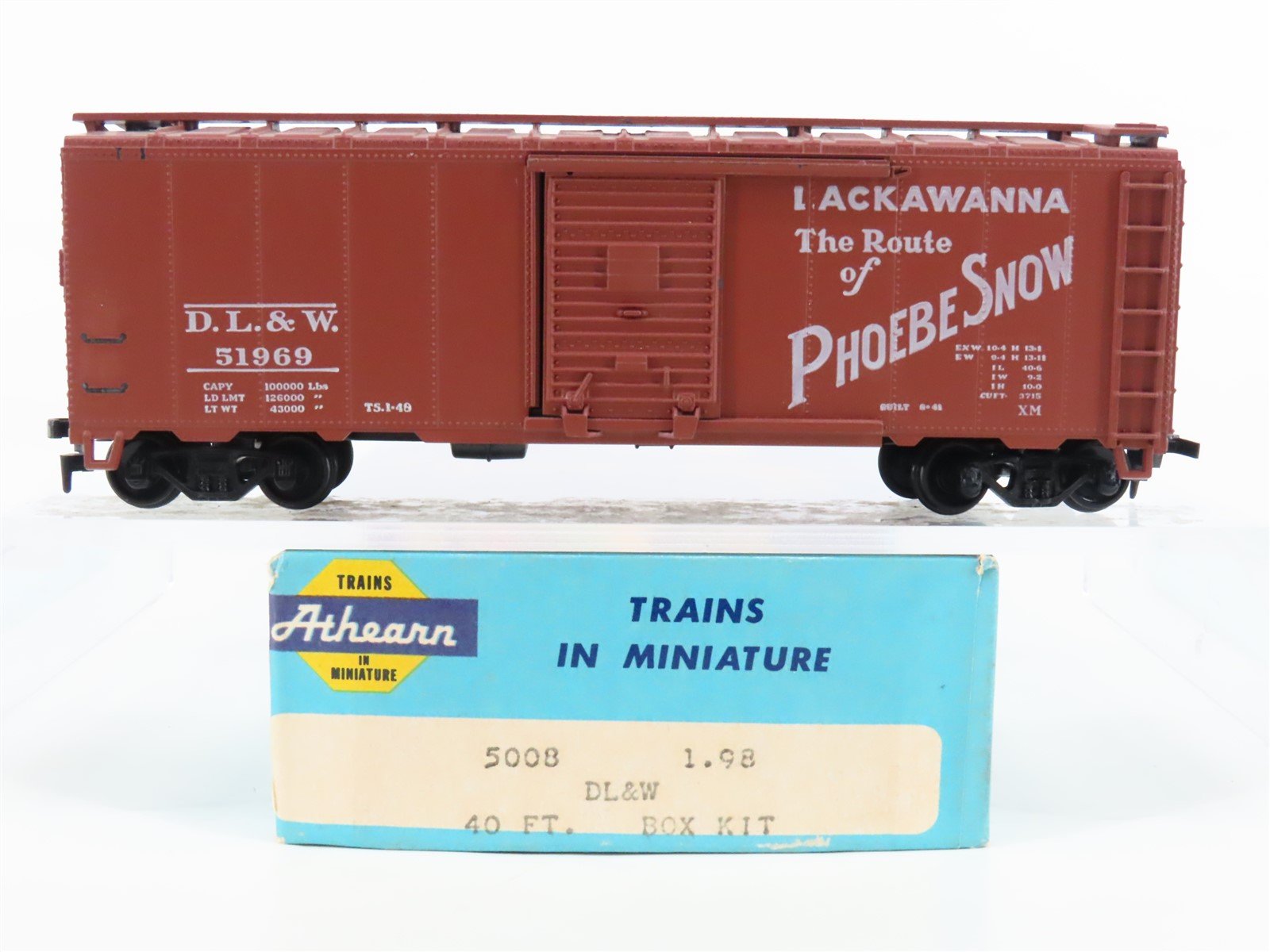HO Athearn 5008 DL&W Lackawanna The Route of Phoebe Snow 40' Box Car #51969