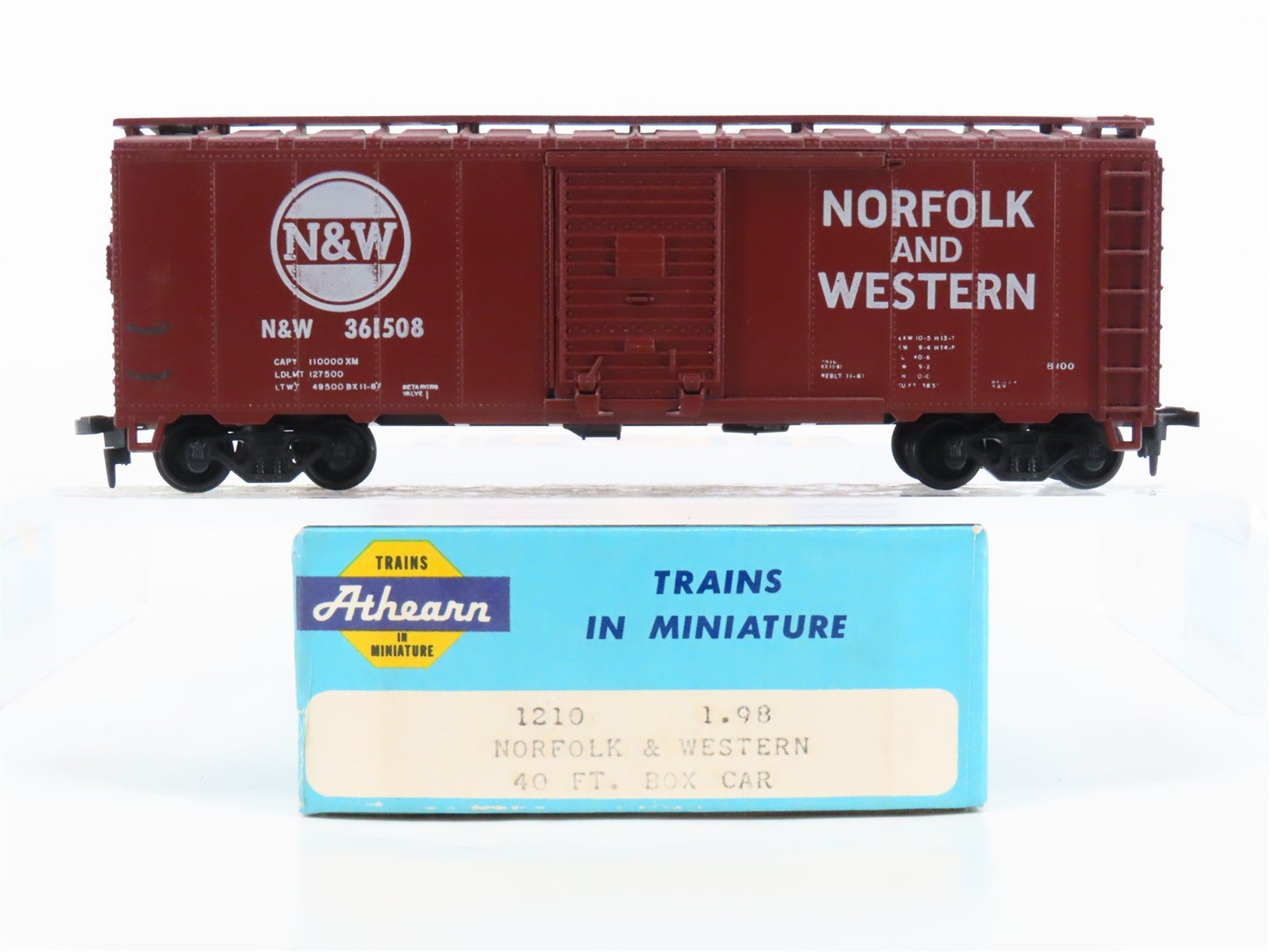 HO Scale Athearn 1210 N&W Norfolk & Western 40' Single Door Box Car #361508