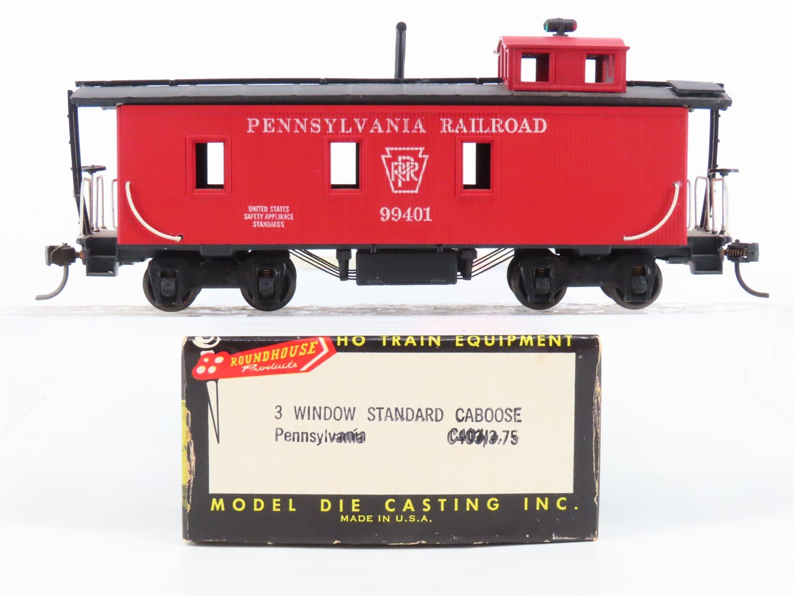 HO Scale Roundhouse PRR Pennsylvania Railroad 3 Window Standard Caboose #99401