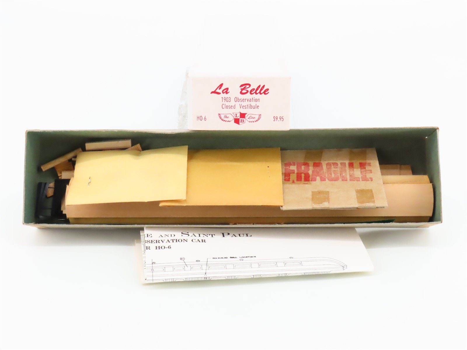 HO Scale La Belle Kit HO-6 Wood 1903 Closed Vestibule Observation Passenger Car