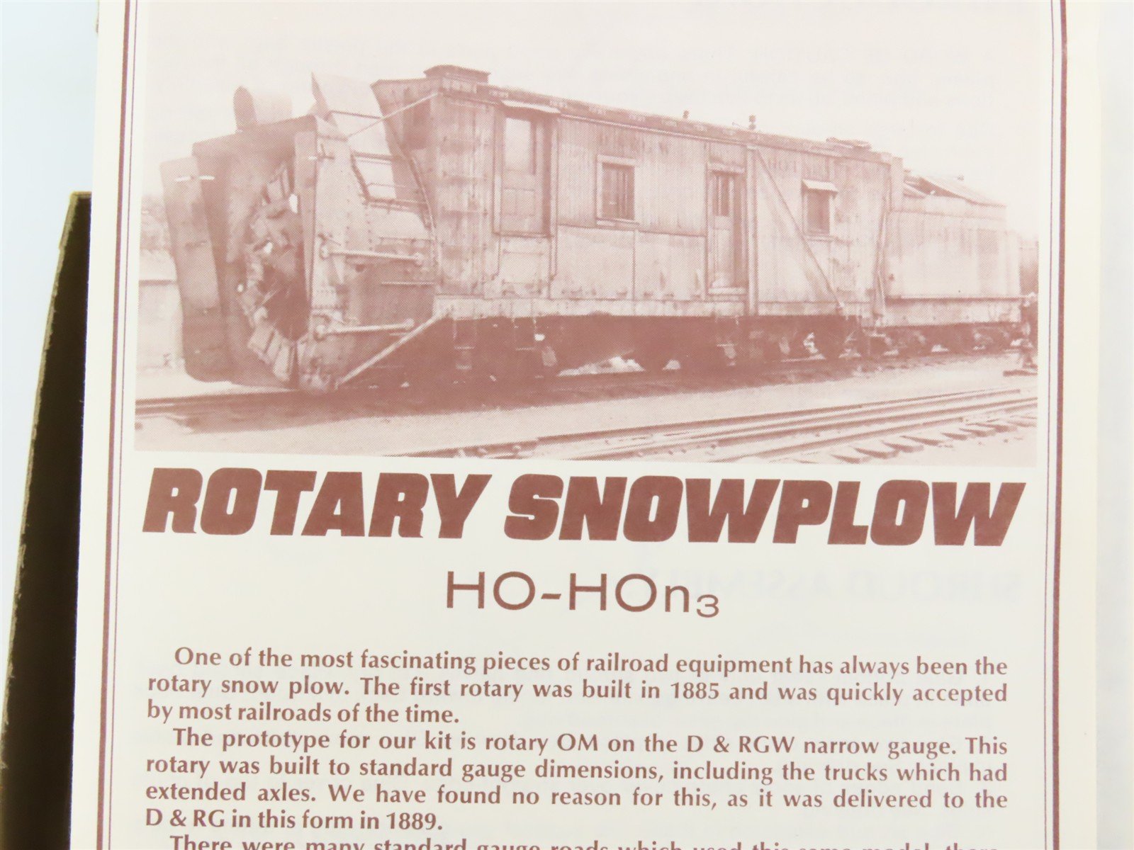 HO Scale Durango Press Kit DP-31 Rotary Snowplow