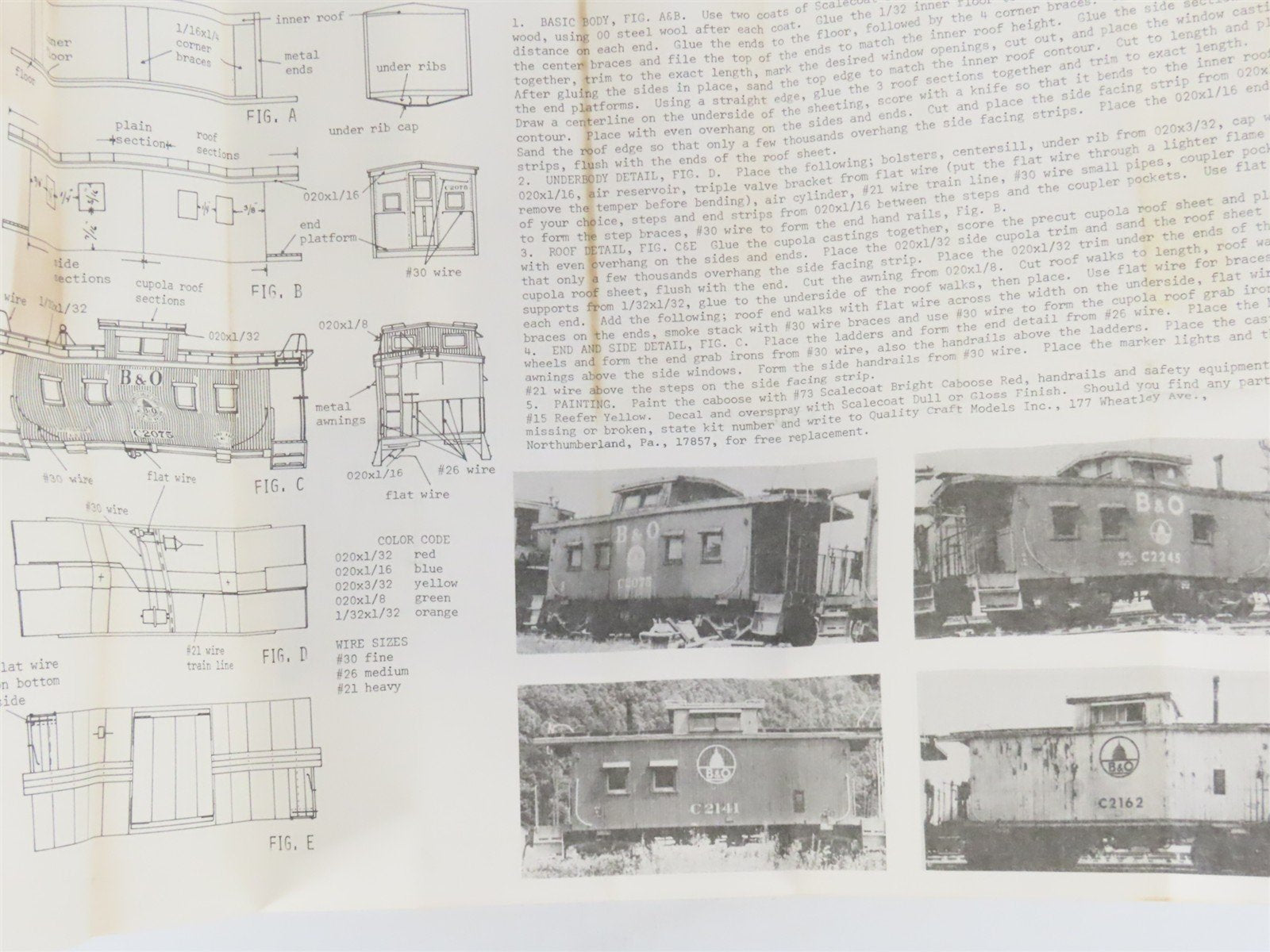 HO Scale Quality Craft Models Kit 332 B&O Baltimore & Ohio Railroad Caboose