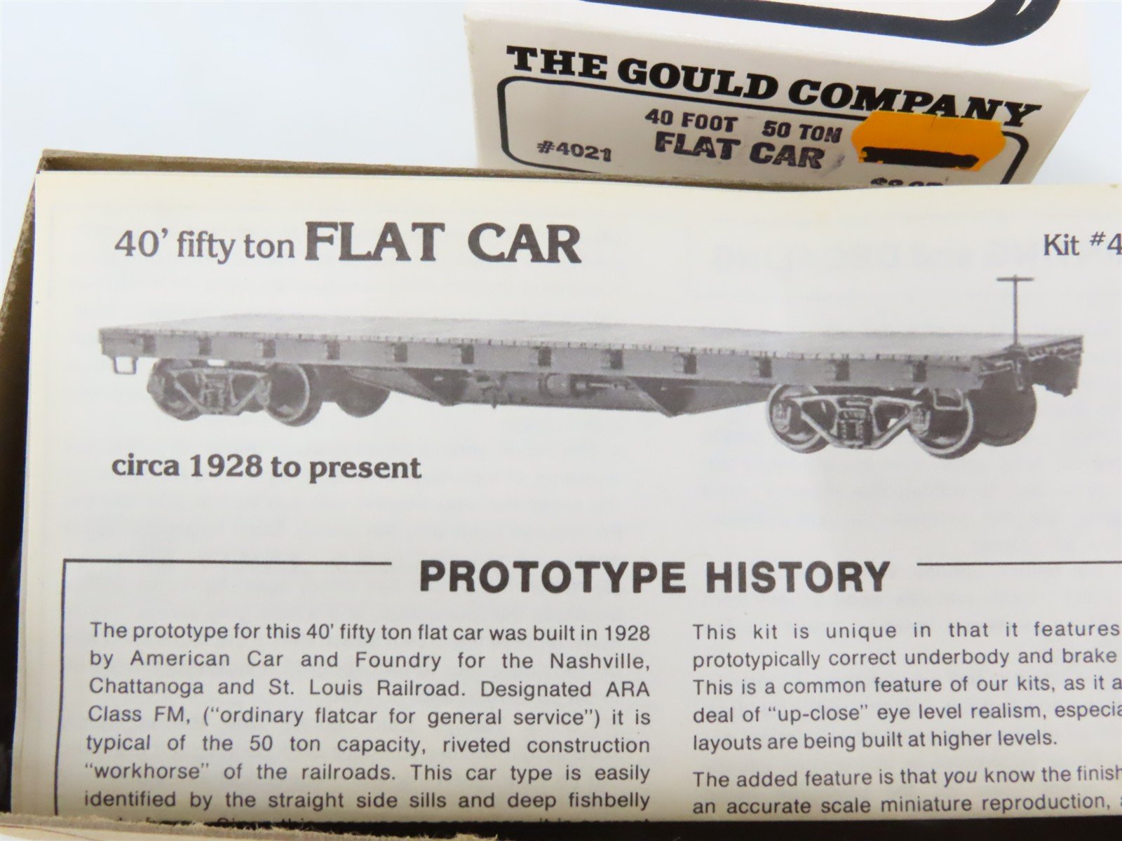 HO Scale The Gould Company Kit 4021 Unpainted 50 Ton 40' Flat Car