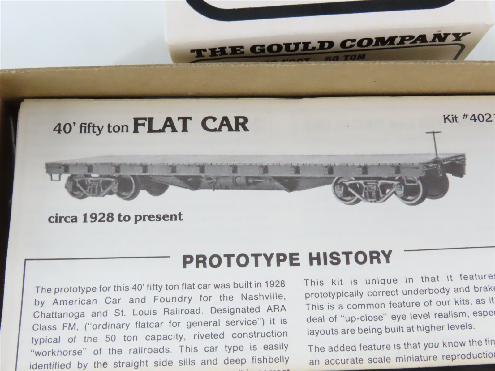 HO Scale The Gould Company Kit 4021 Unpainted 50 Ton 40' Flat Car
