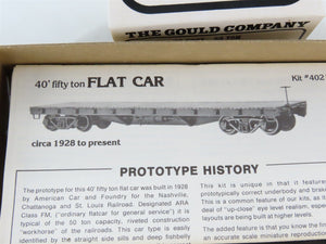 HO Scale The Gould Company Kit 4021 Unpainted 50 Ton 40' Flat Car