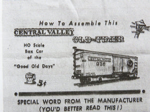 HO Scale Central Valley Kit 911 DGH&M Wood Box Car #1122 - Partially Assembled