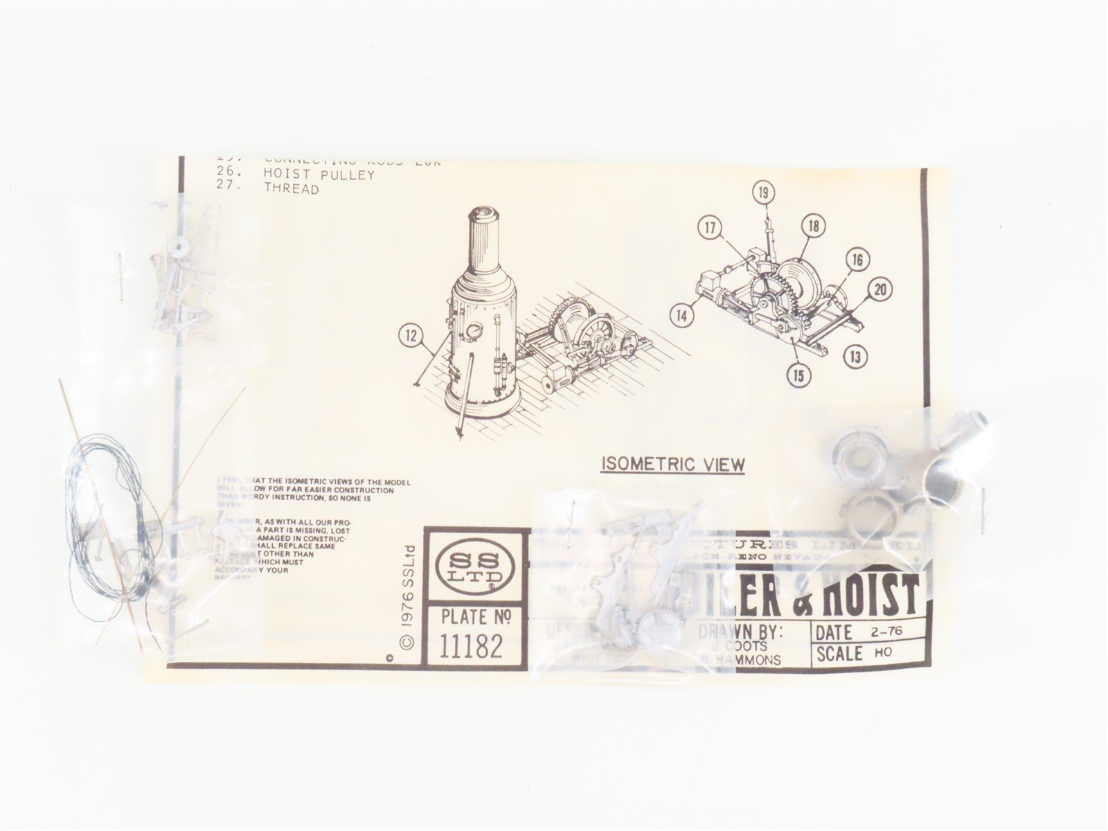 HO Scale SS Ltd Scale Structures 11182 Boiler & Hoist Kit