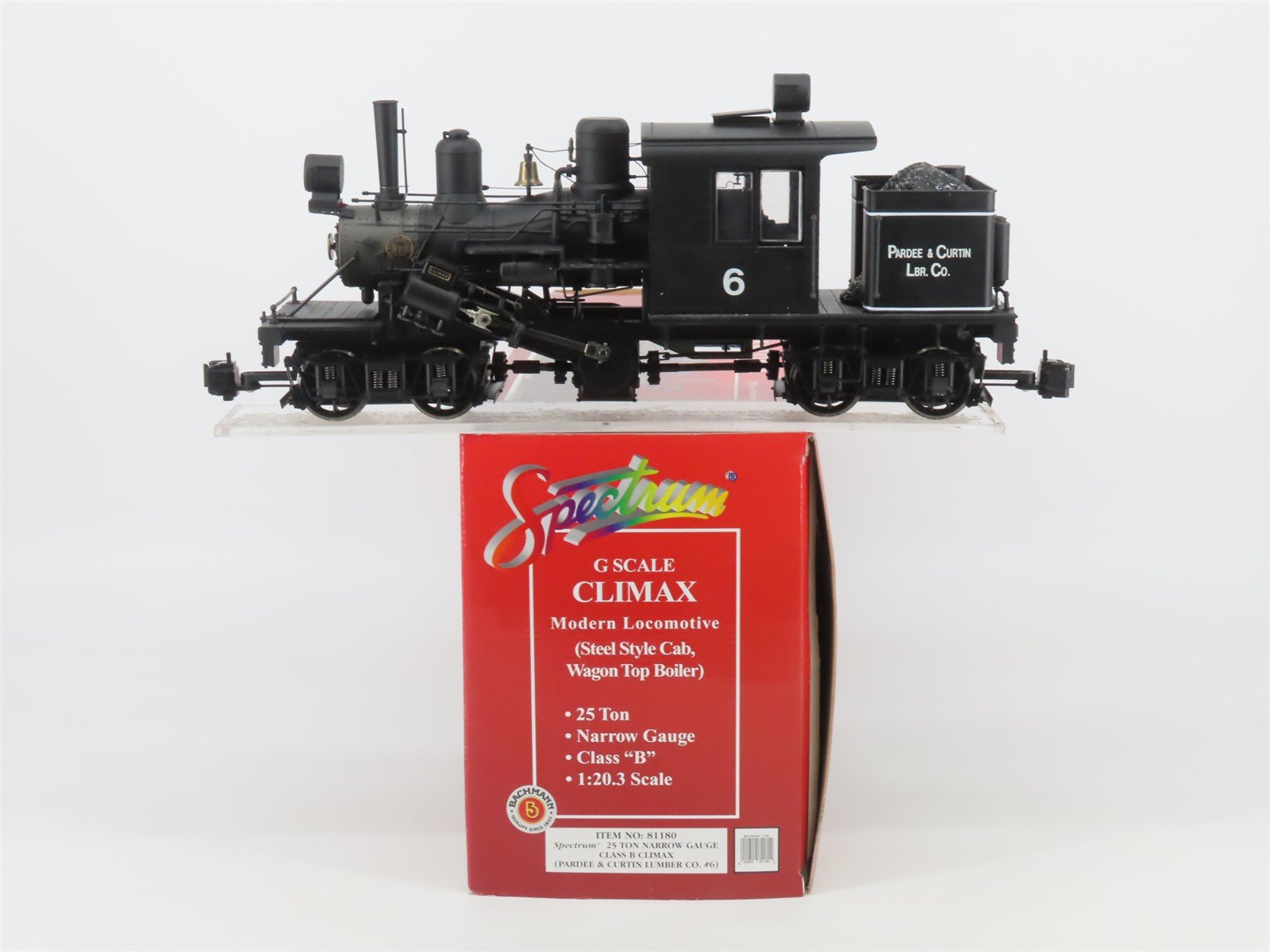G Scale Bachmann 81180 Pardee & Curtin Climax Narrow Gauge Steam Locomotive #6