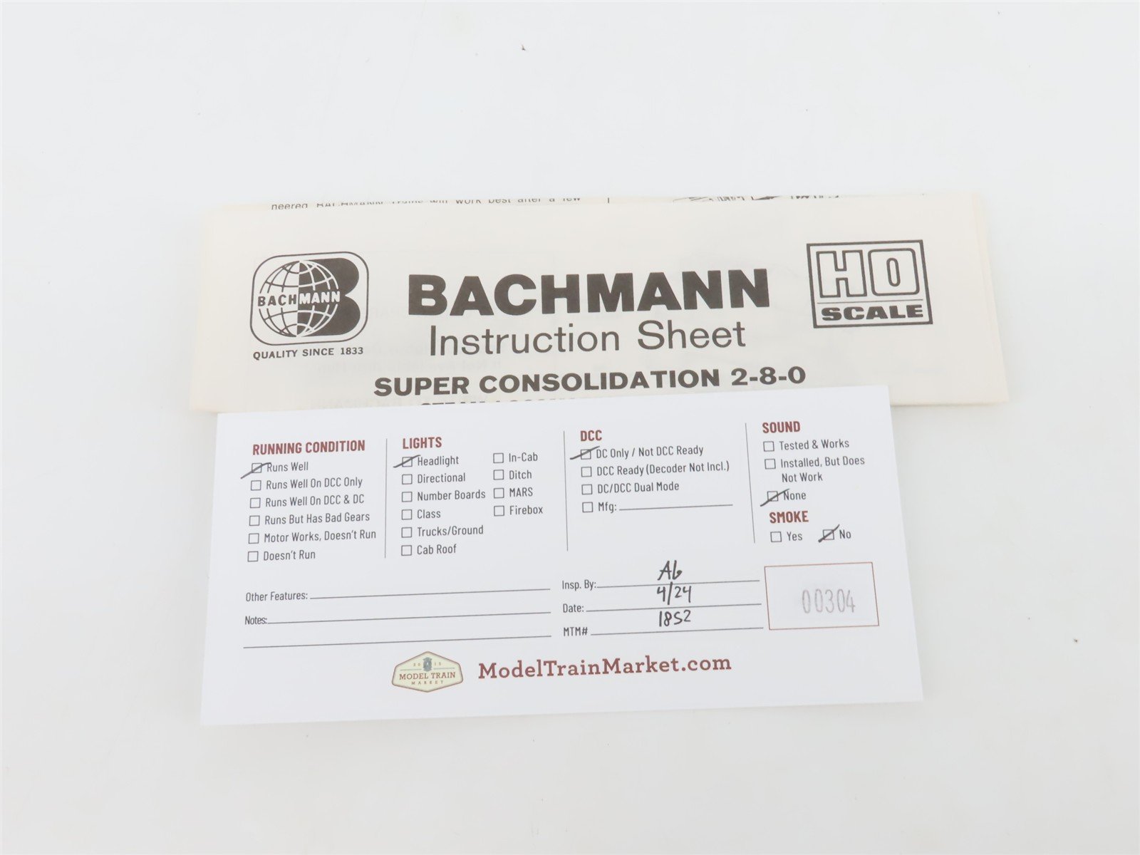 HO Scale Bachmann 0654 GN Great Northern 2-8-0 Steam Locomotive #1257