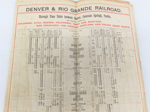 1893 DRGW Denver Rio Grande & Western Timetable