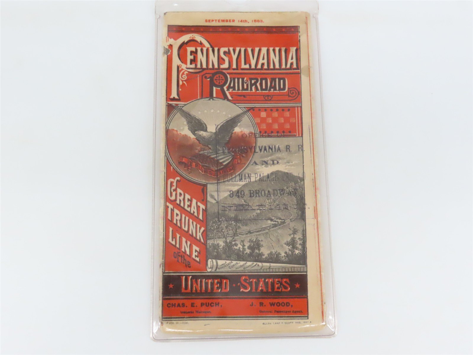 Sept 1883 PRR Pennsylvania Railroad Timetable