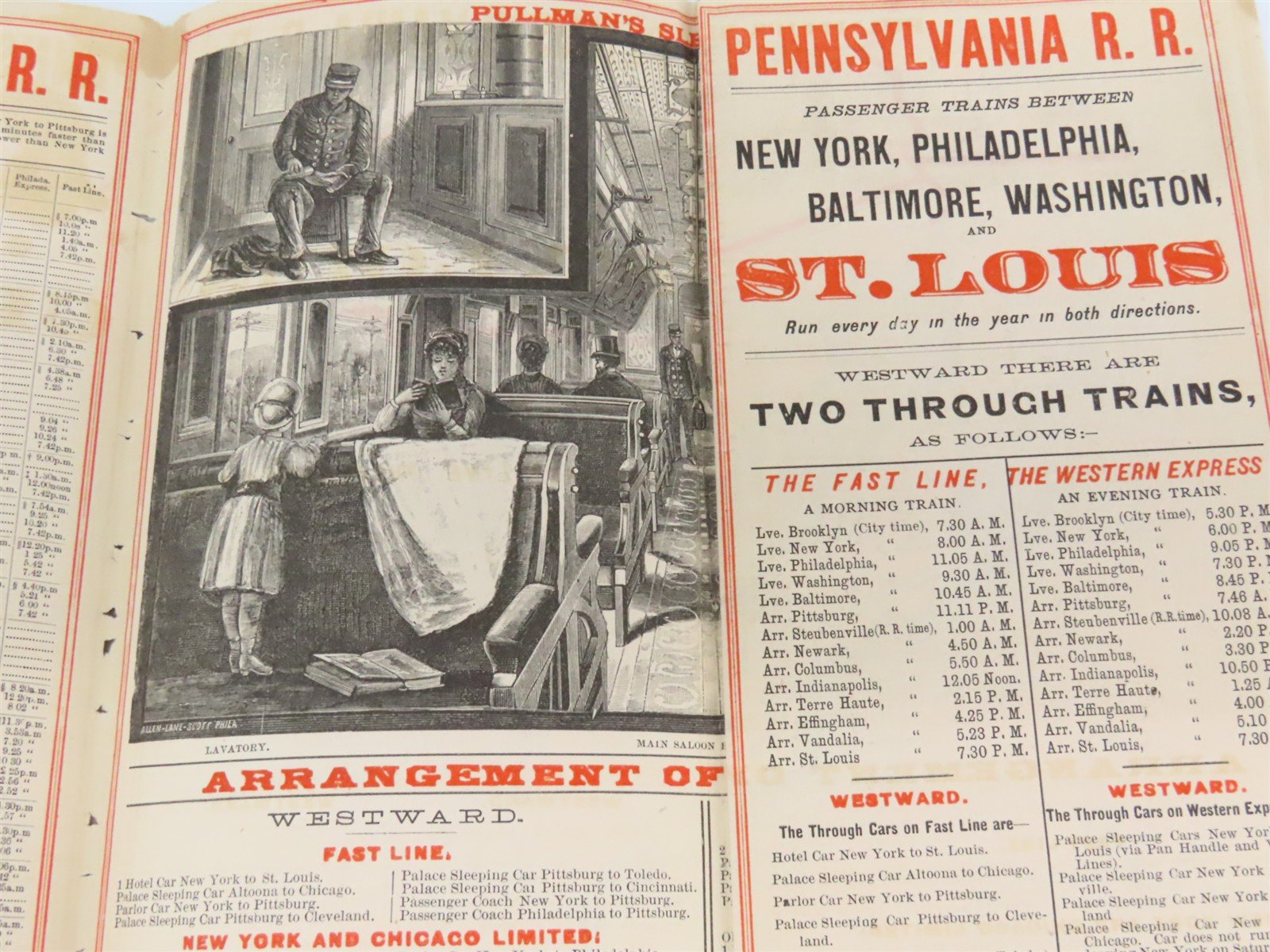 Sept 1883 PRR Pennsylvania Railroad Timetable