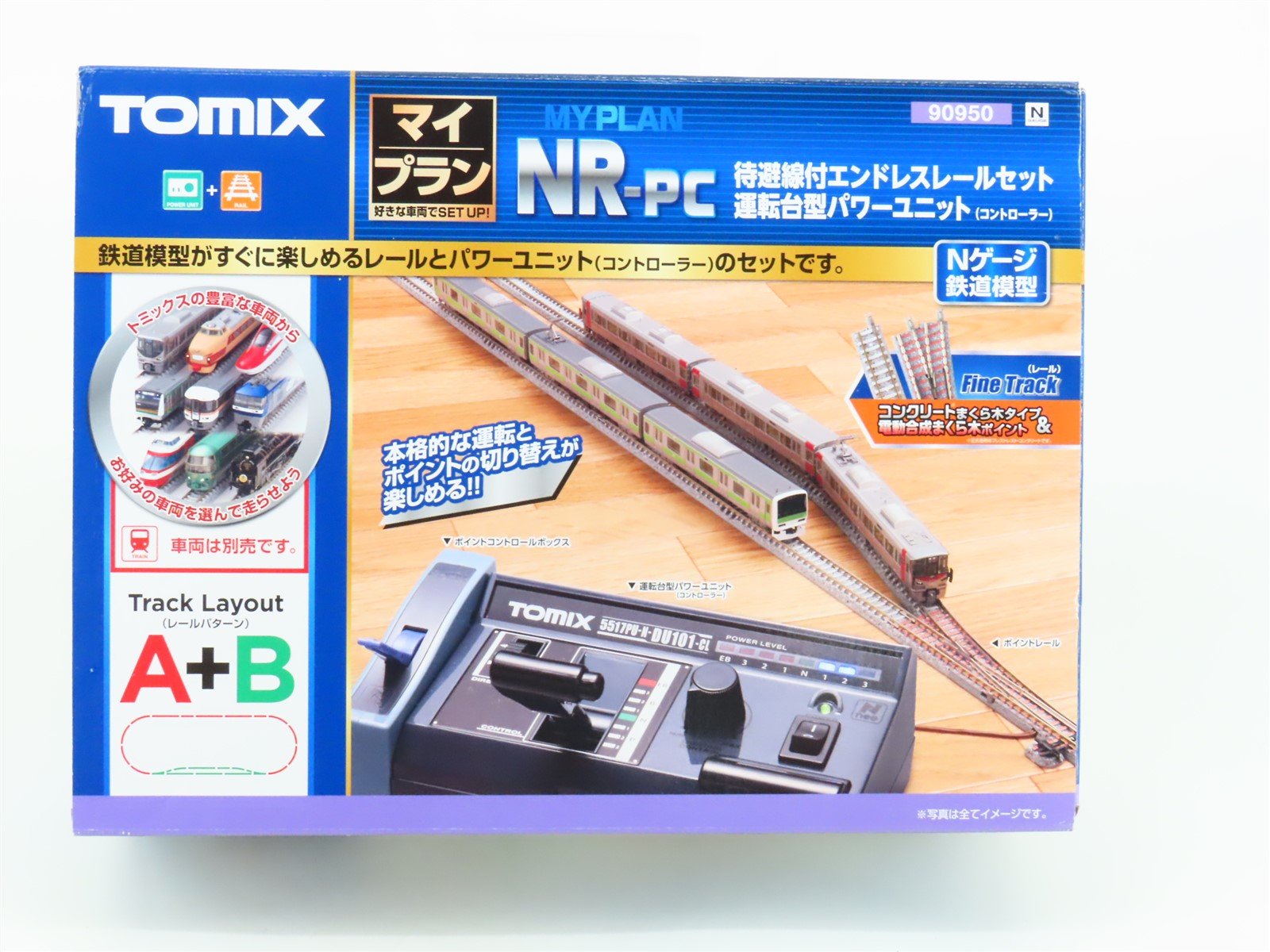 N TOMIX Fine Track 90950 My Plan NR-PC Track Oval Set w/Transformer (Layout A+B)