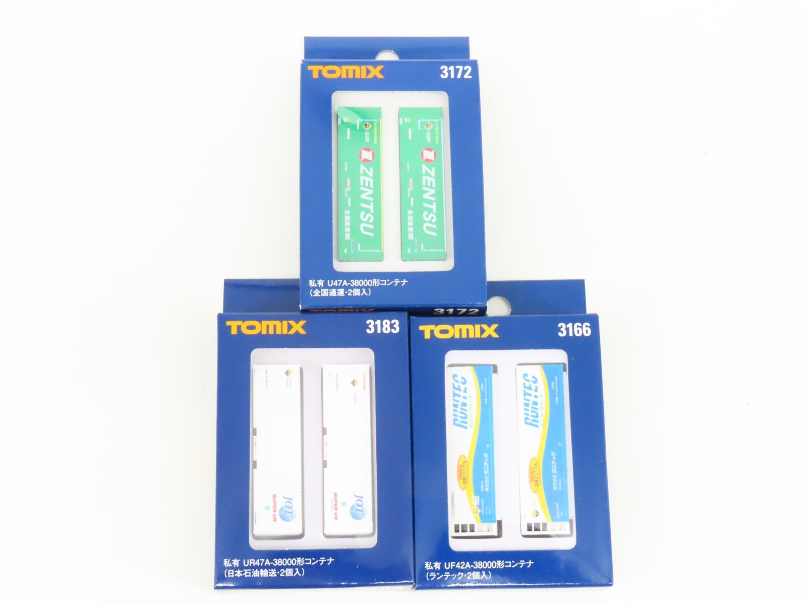 LOT of 3 N Scale TOMIX Japanese Runtec, Zentsu, & JOT Containers 2-Packs