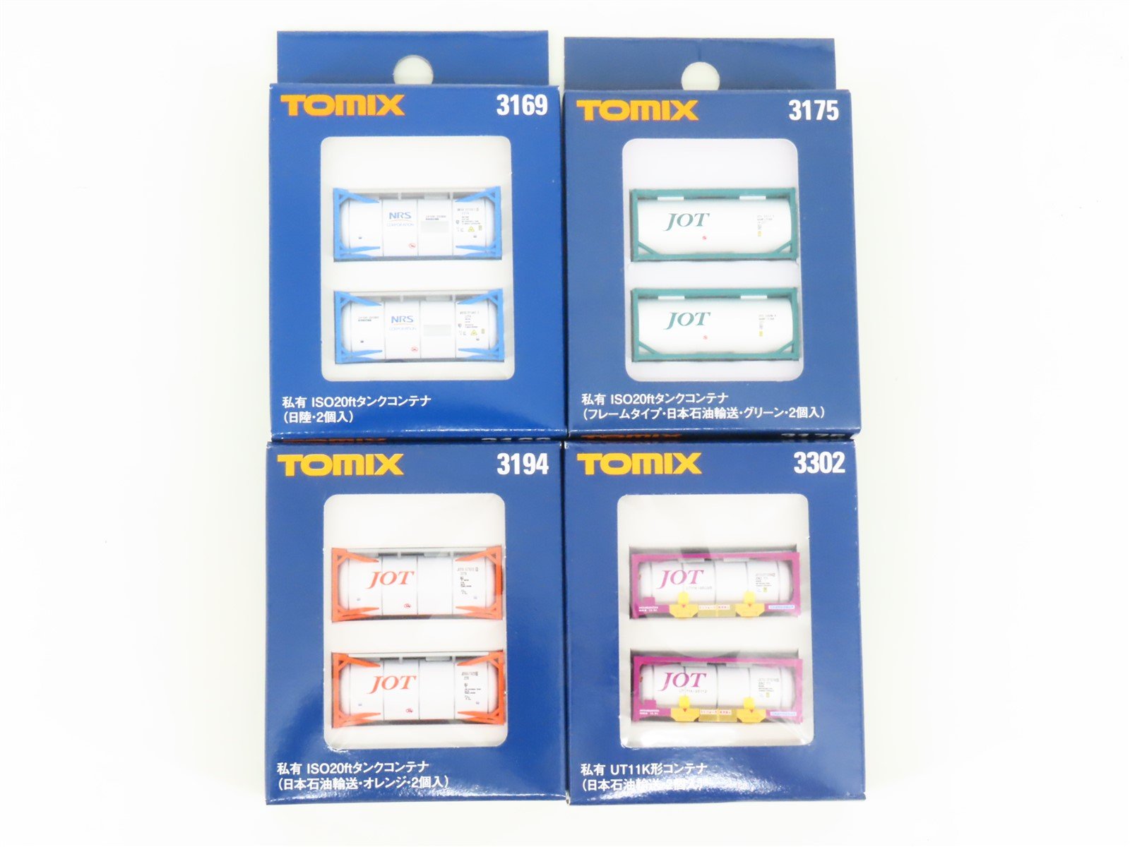 LOT of 4 N Scale TOMIX Japanese NRS & JOT Tanktainer Containers 2-Packs