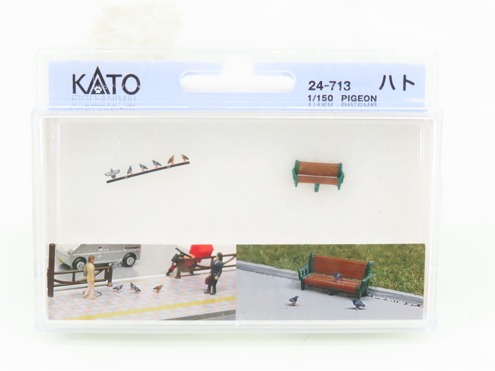 N 1/150 Scale KATO Figu-Animal 24-713 Park Bench & 6 Pigeon Figures