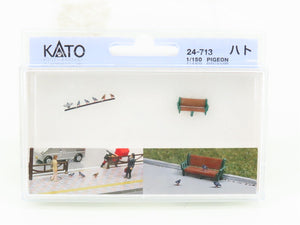 N 1/150 Scale KATO Figu-Animal 24-713 Park Bench & 6 Pigeon Figures