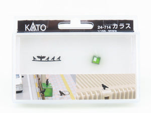 N 1/150 Scale KATO Figu-Animal 24-714 Trash Can & 5 Crow Figures