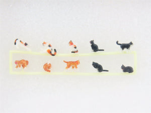 N 1/150 Scale KATO Figu-Animal 24-710 Maneki-Neko Beckoning Cat & 10 Cat Figures
