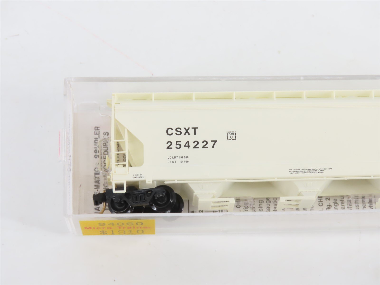 N Scale Micro-Trains MTL 94060 CSXT CSX 3-Bay Covered Centerflow Hopper #254227