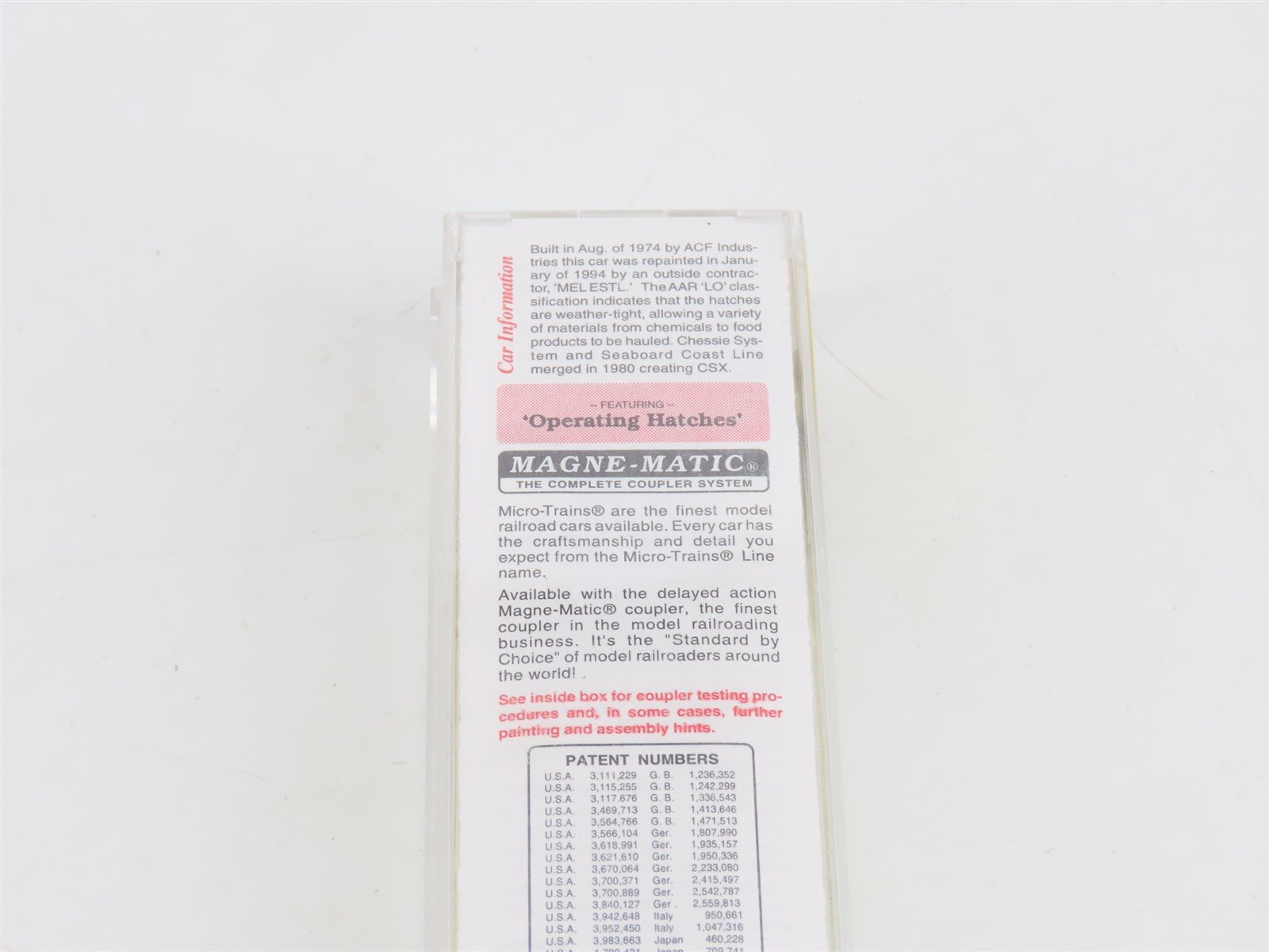 N Scale Micro-Trains MTL 94060 CSXT CSX 3-Bay Covered Centerflow Hopper #254227