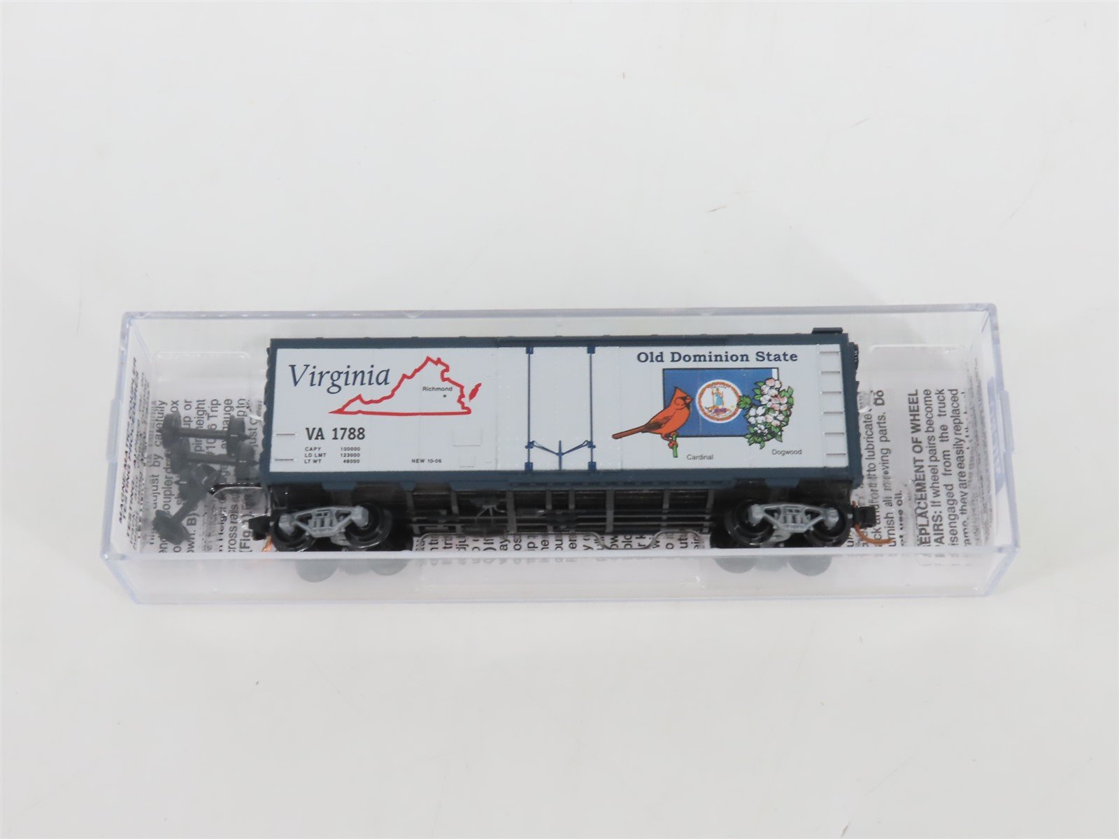 N Scale Micro-Trains MTL 02100406 VA Virginia State 40' Plug Door Box Car #1788