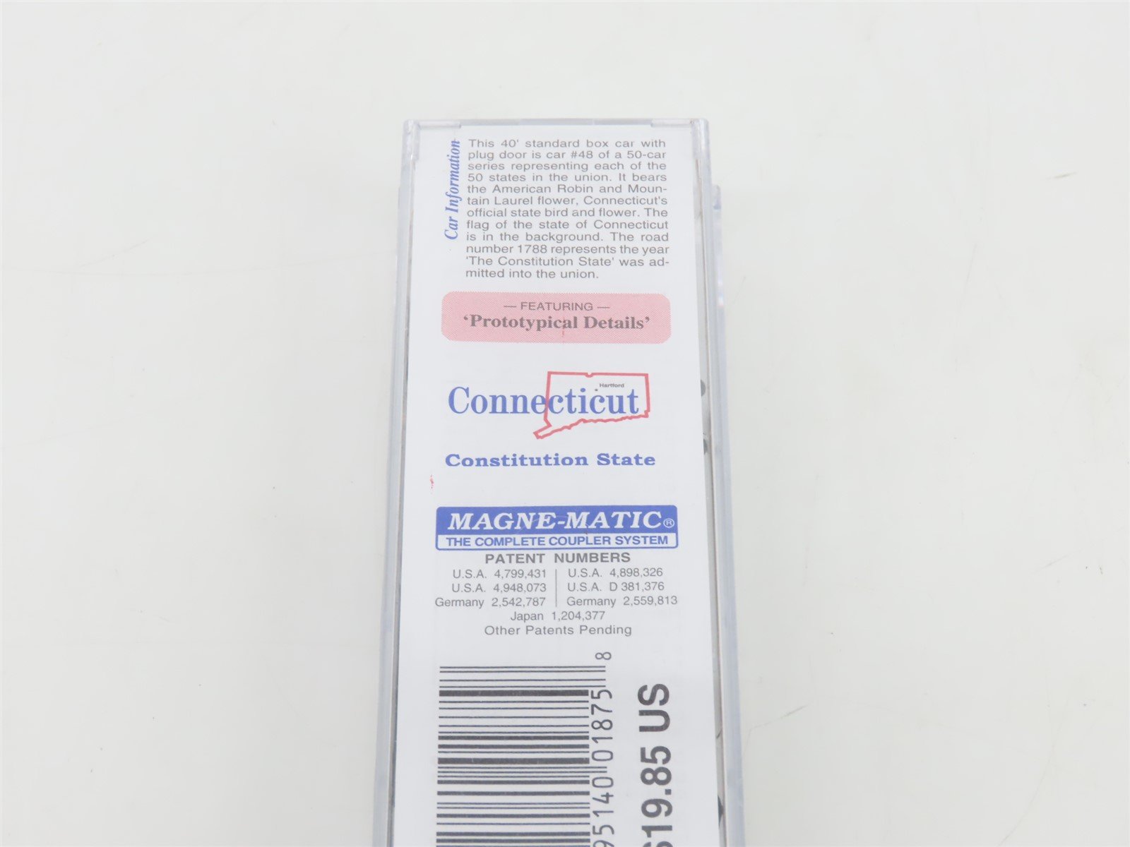 N Micro-Trains MTL 02100412 CT Connecticut State 40' Plug Door Box Car #1788