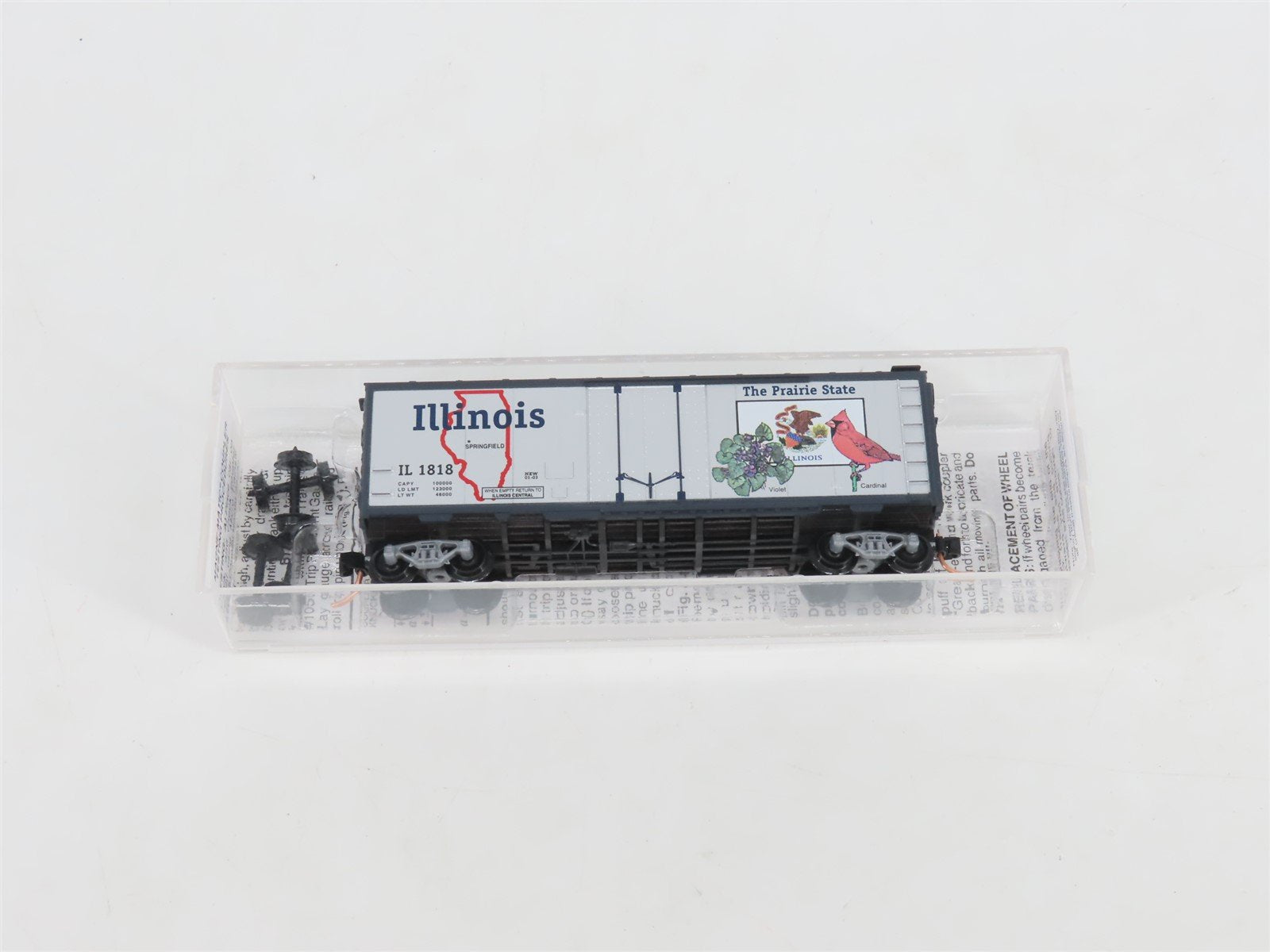 N Scale Micro-Trains MTL 21320 IL Illinois State 40' Plug Door Box Car #1818