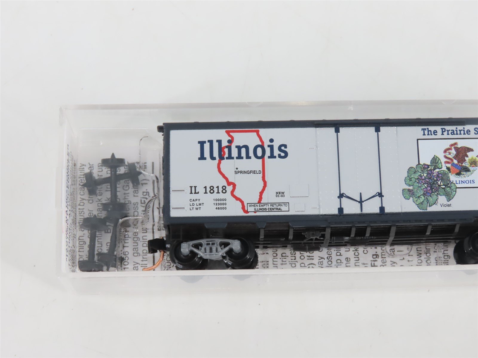 N Scale Micro-Trains MTL 21320 IL Illinois State 40' Plug Door Box Car #1818