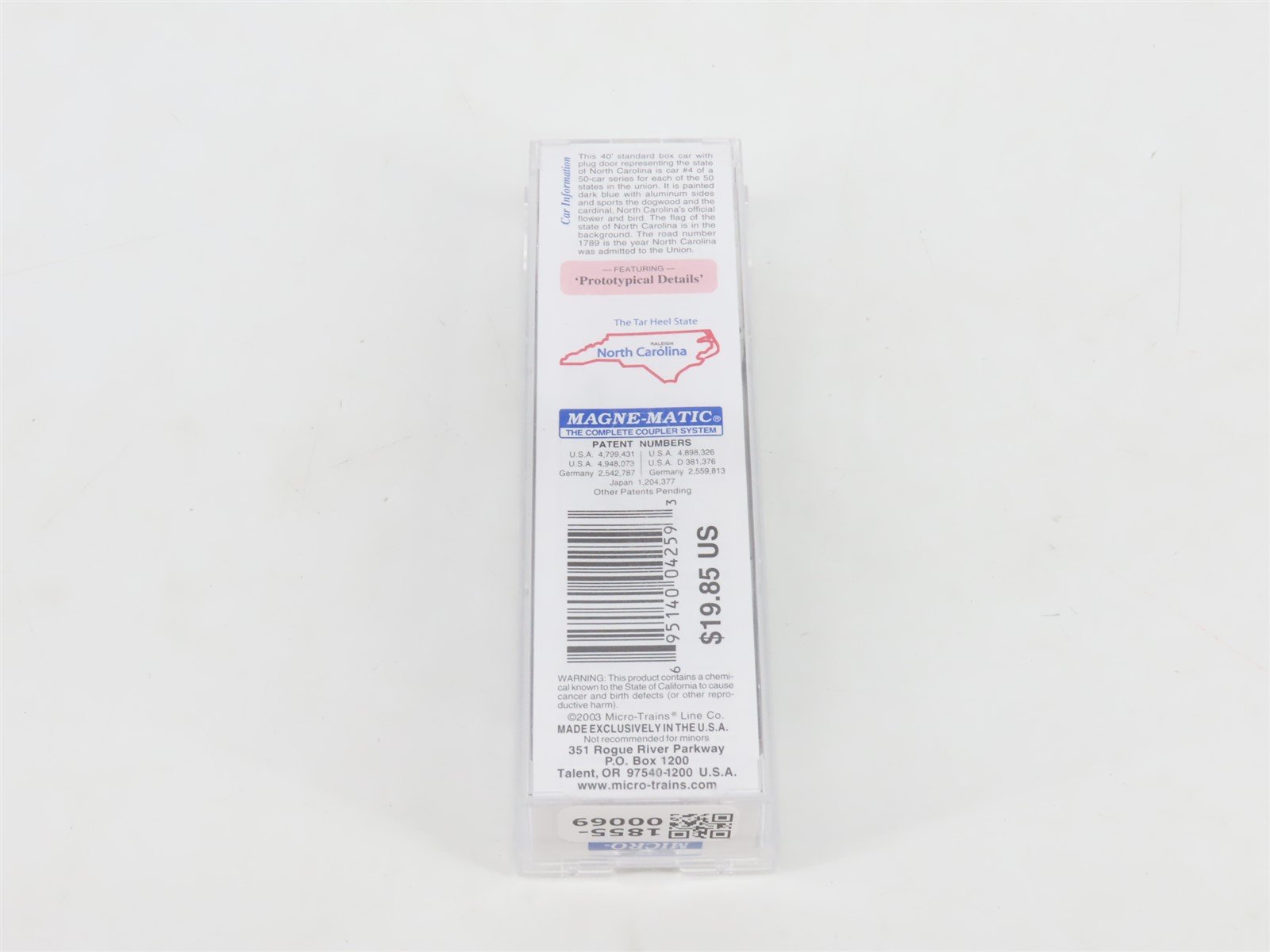 N Micro-Trains MTL 21350 NC North Carolina State 40' Plug Door Box Car #1789