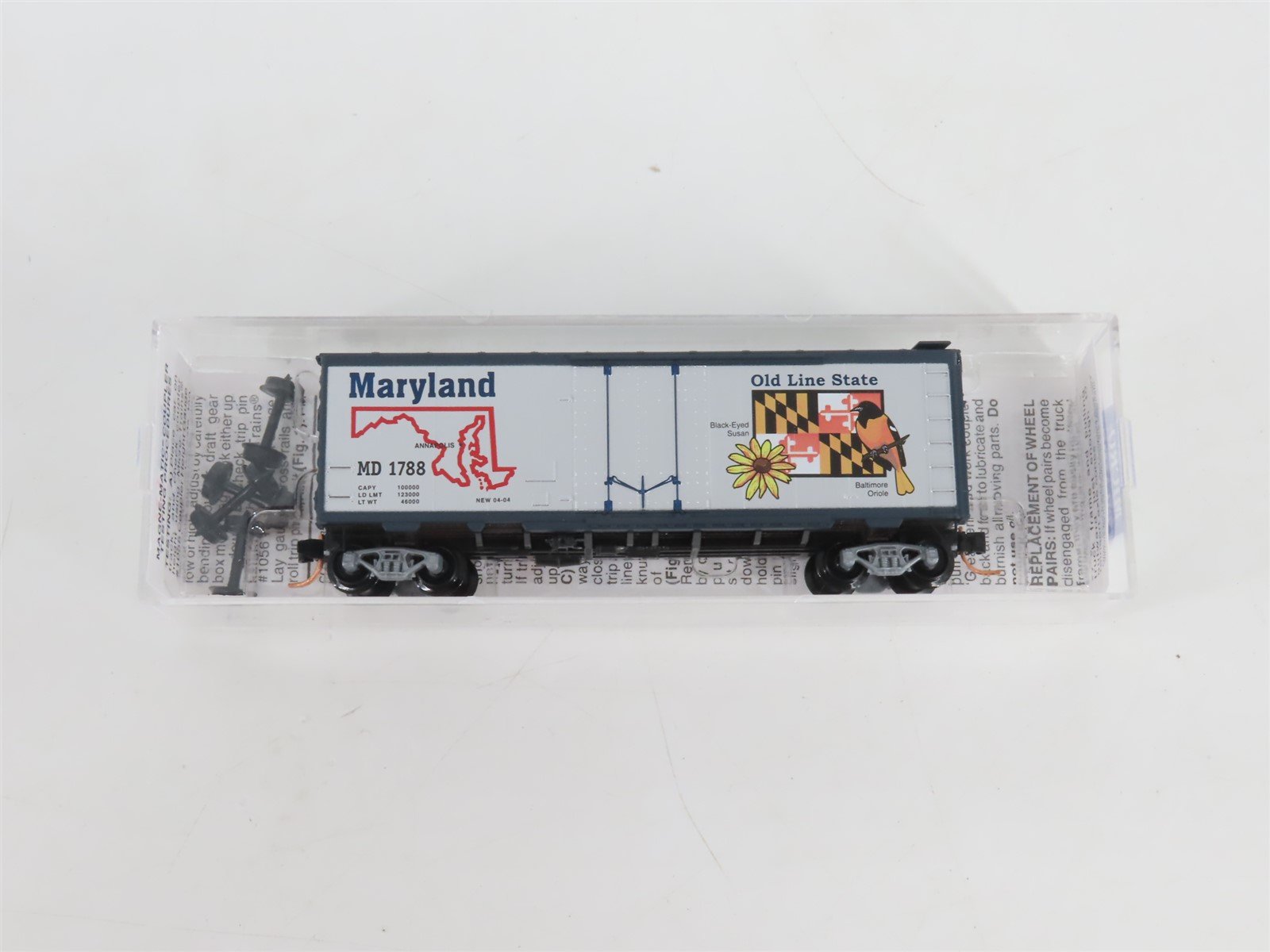 N Scale Micro-Trains MTL 21377 MD Maryland State 40' Plug Door Box Car #1788