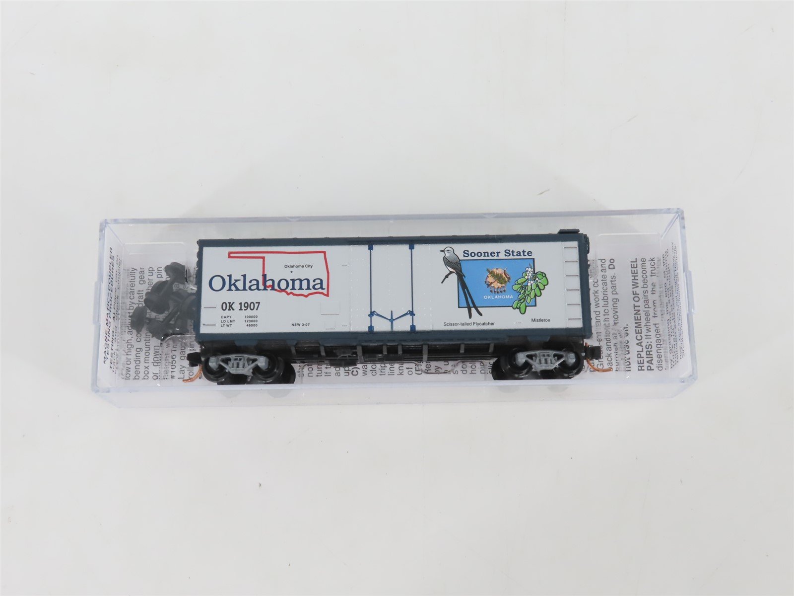 N Scale Micro-Trains MTL 02100411 OK Oklahoma State 40' Plug Door Box Car #1907