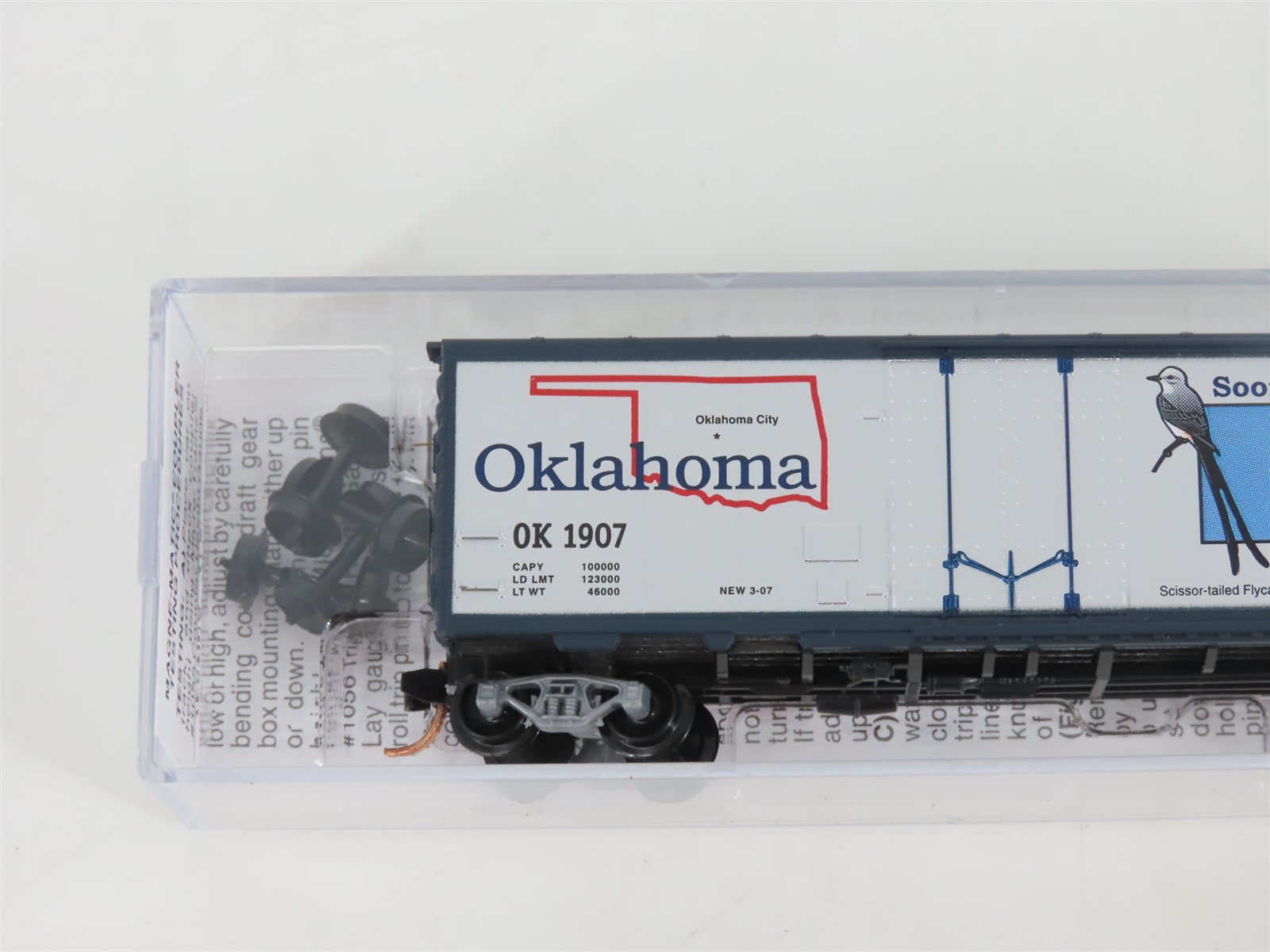 N Scale Micro-Trains MTL 02100411 OK Oklahoma State 40' Plug Door Box Car #1907