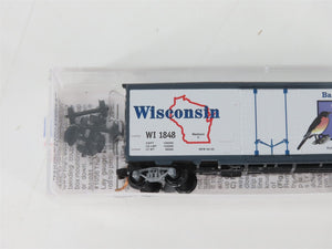 N Scale Micro-Trains MTL 02100387 WI Wisconsin State 40' Plug Door Box Car #1848