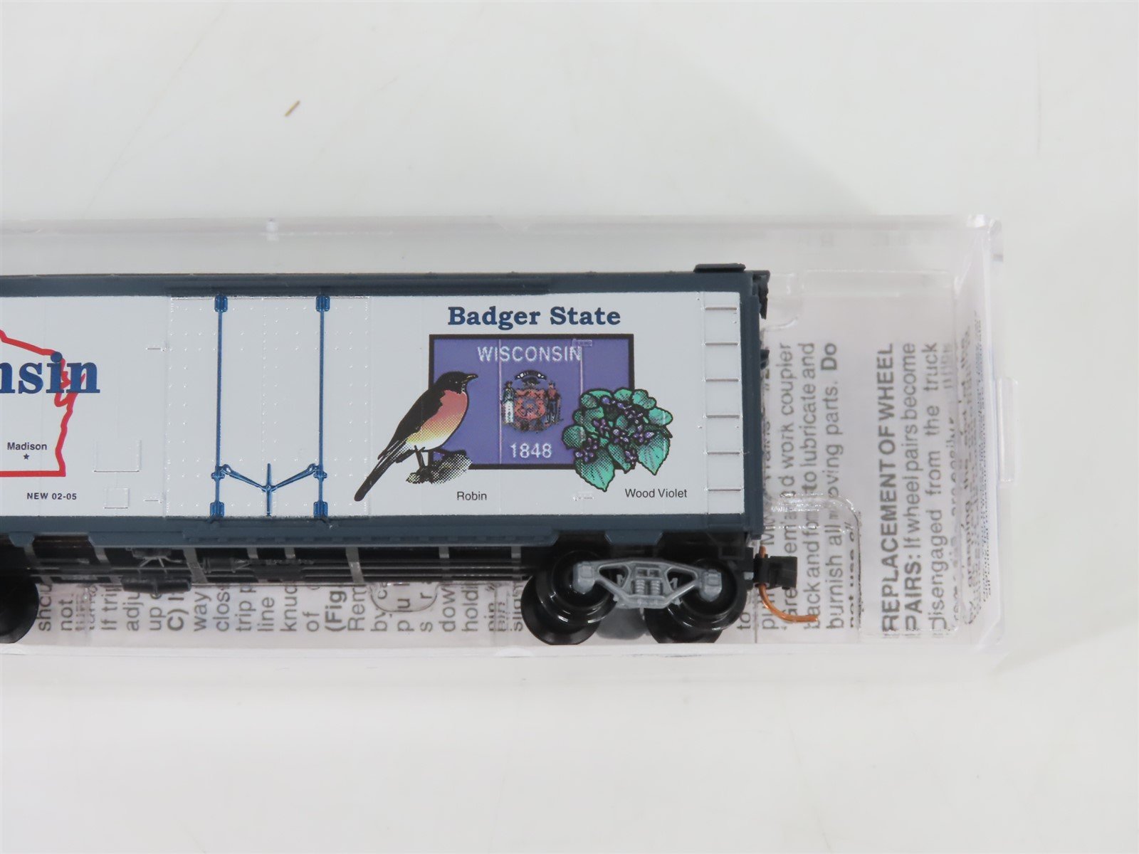 N Scale Micro-Trains MTL 02100387 WI Wisconsin State 40' Plug Door Box Car #1848