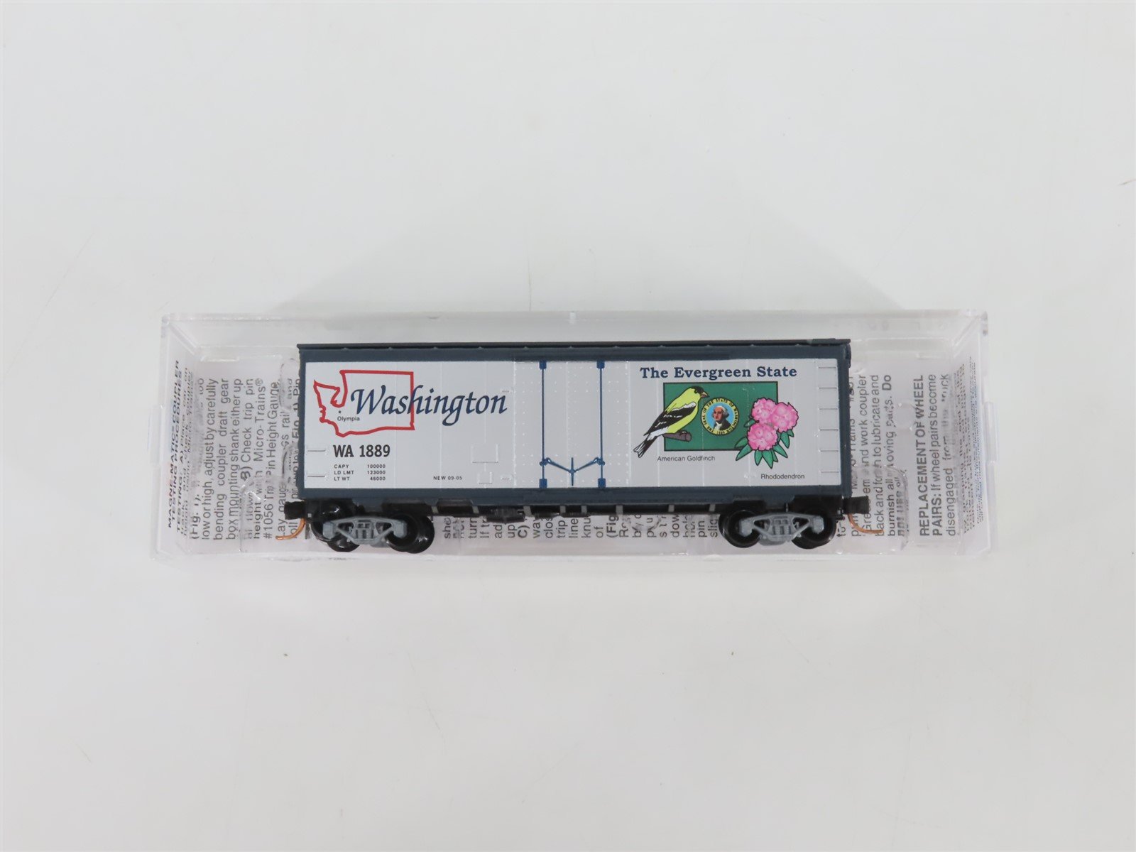 N Scale Micro-Trains MTL 02100393 WA Washington State 40' Plug Door Boxcar #1889