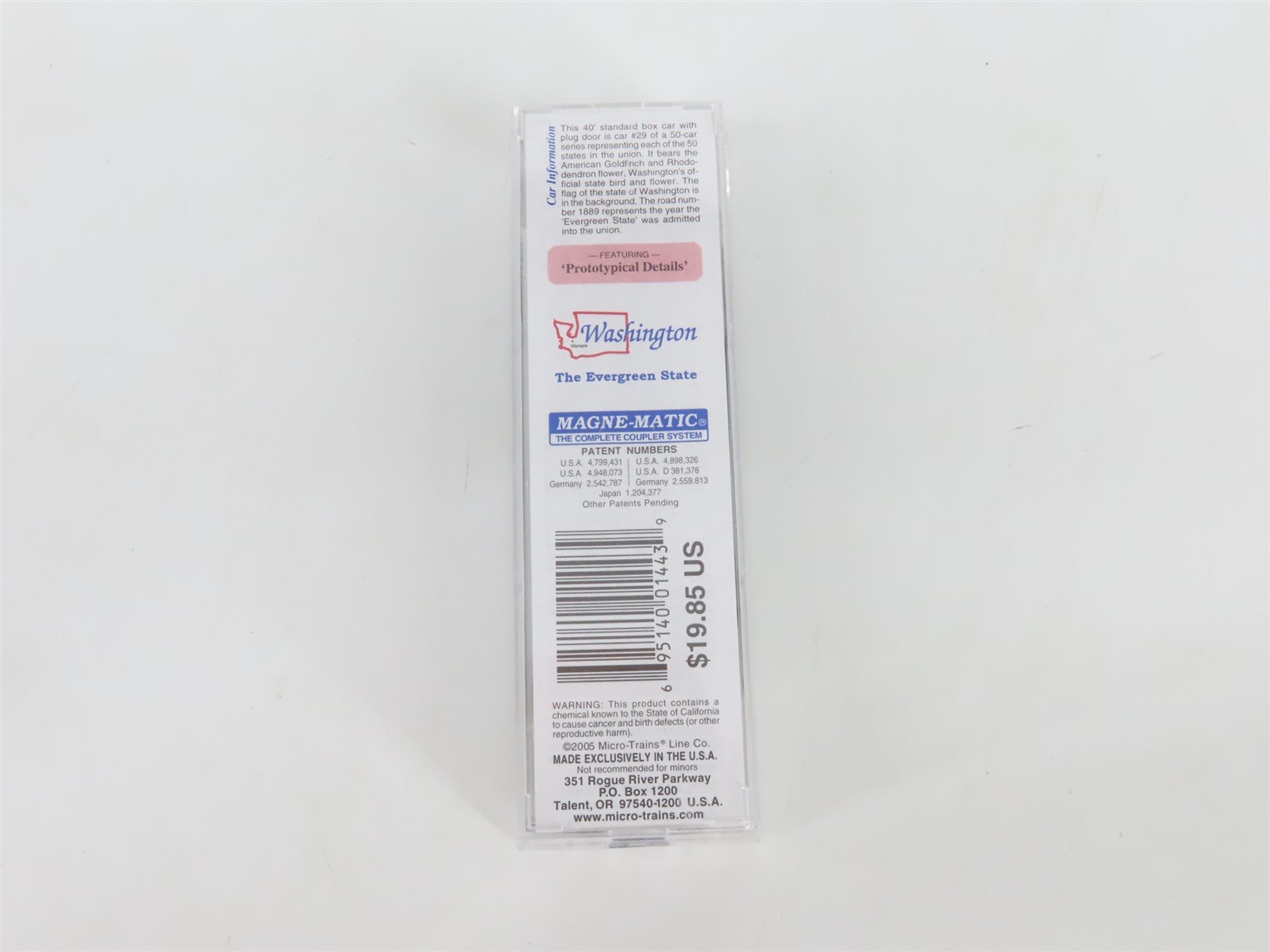 N Scale Micro-Trains MTL 02100393 WA Washington State 40' Plug Door Boxcar #1889