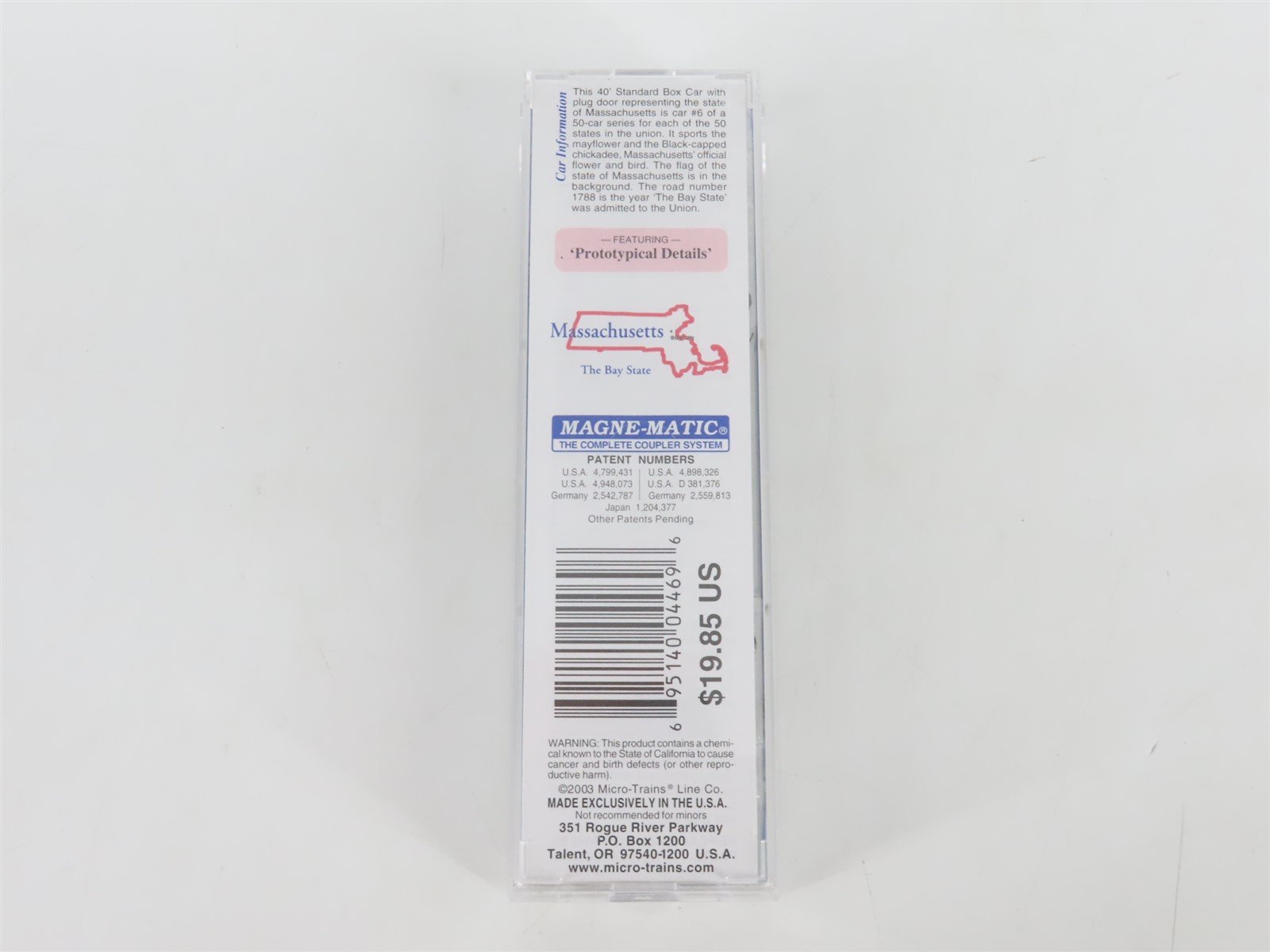 N Scale Micro-Trains MTL 21370 MA Massachusetts State 40' Plug Door Boxcar #1788